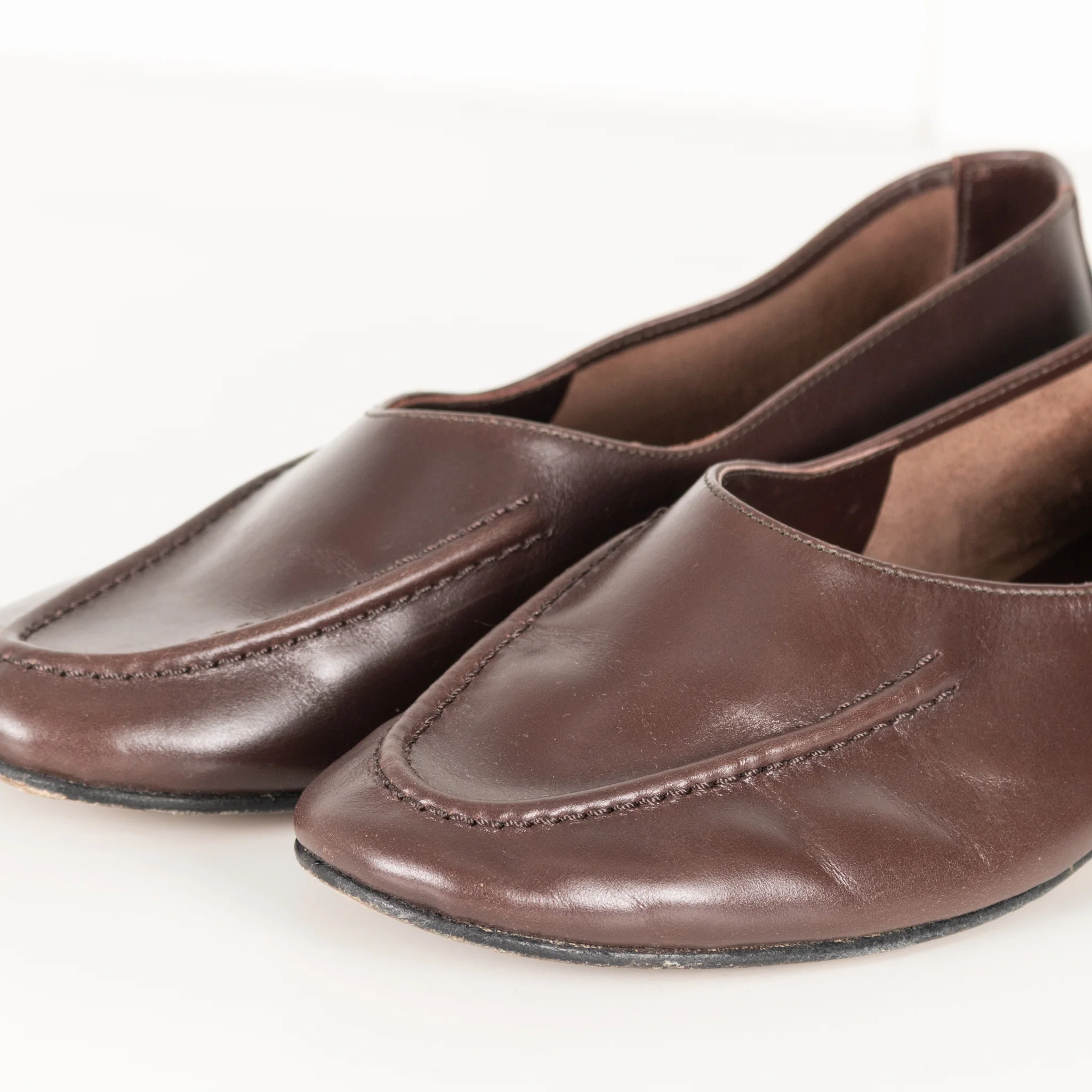 Hereu Brown Leather Flat Pumps - Image 9