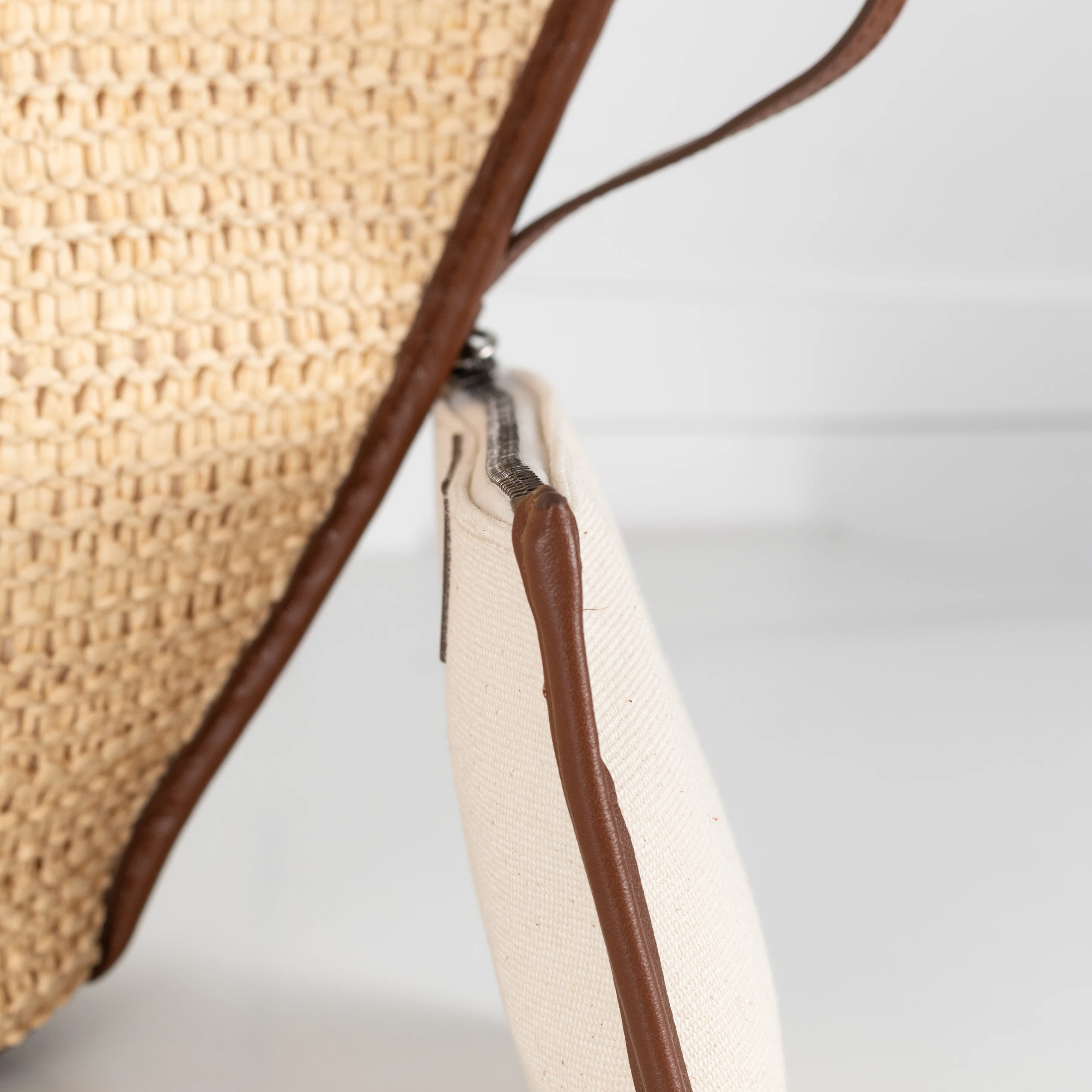 Hereu Natural Calella Raffia Brown Leather Trim Bag - Image 11