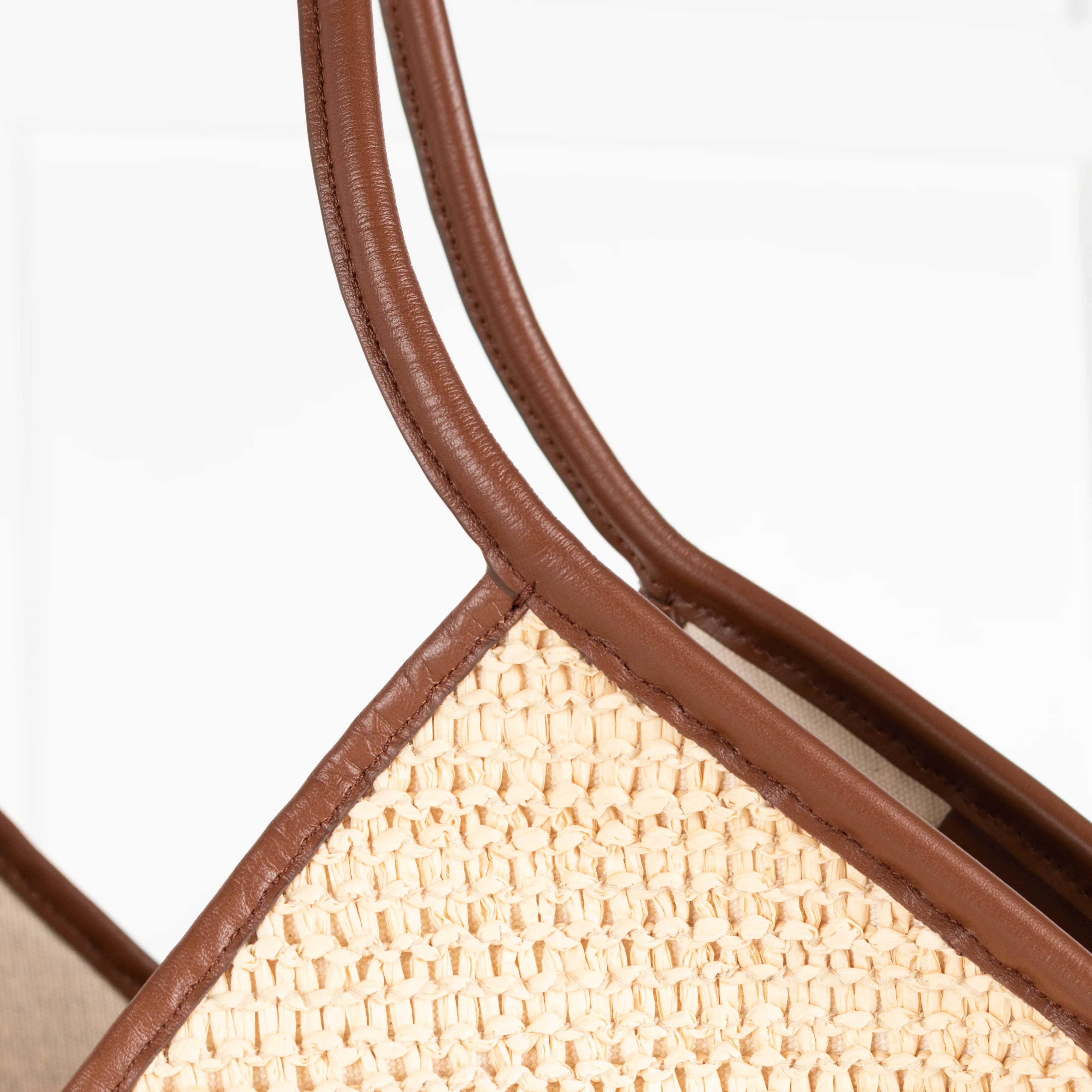 Hereu Natural Calella Raffia Brown Leather Trim Bag - Image 9