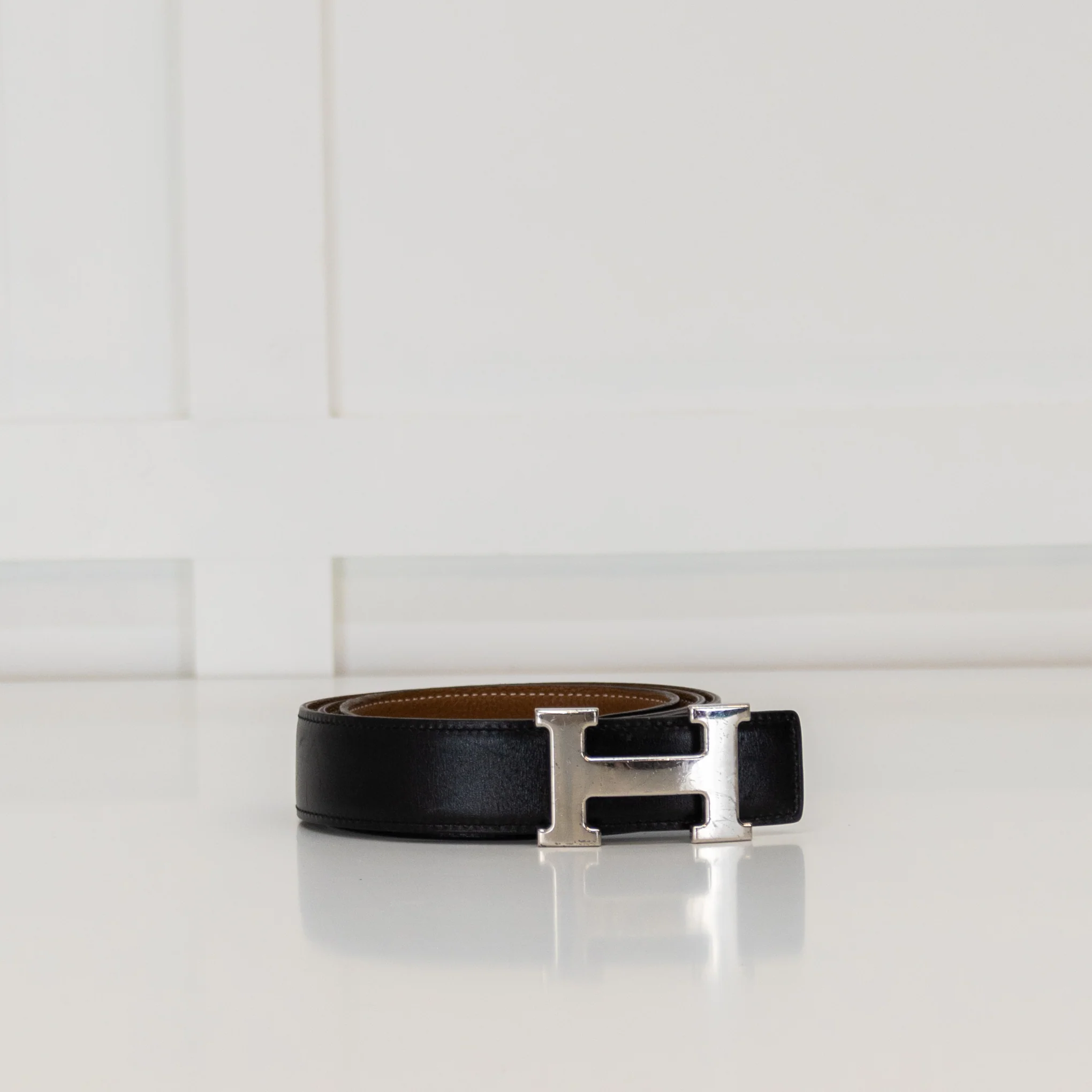 Hermes Black and Tan Reversible H Belt