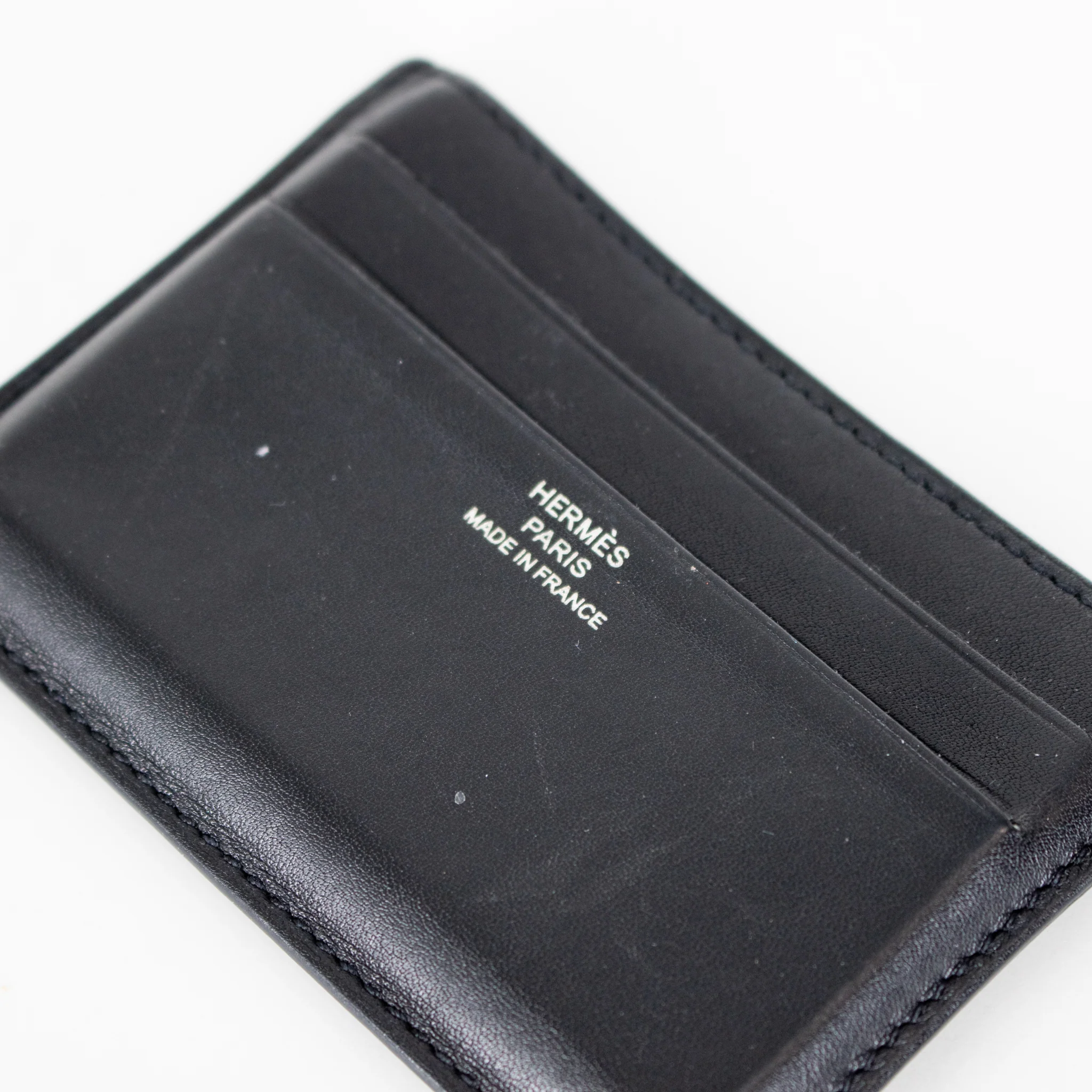 Hermes Black Leather Citizen Twill Card Holder - Image 4