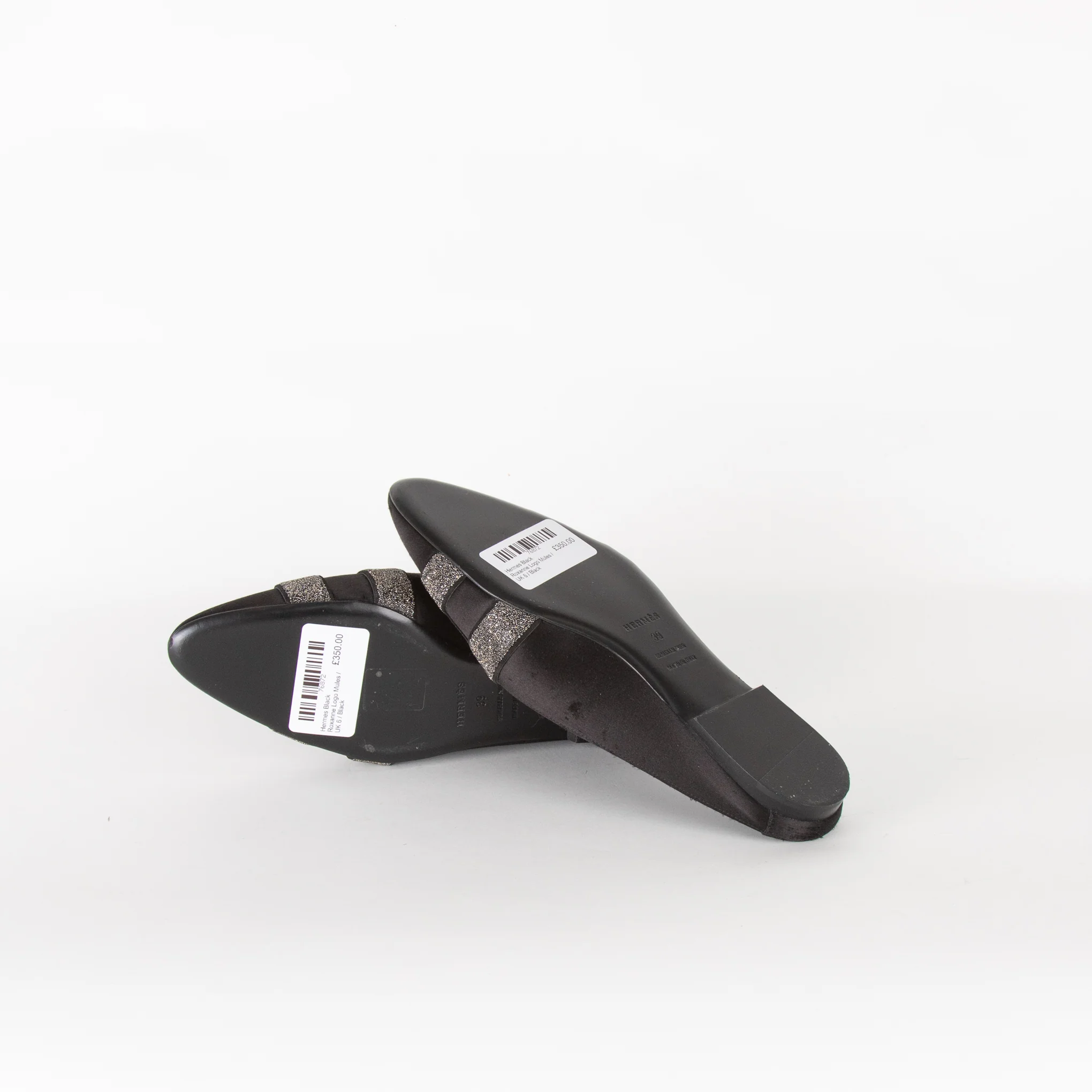 Hermes Black Roxanne Logo Mules - Image 6