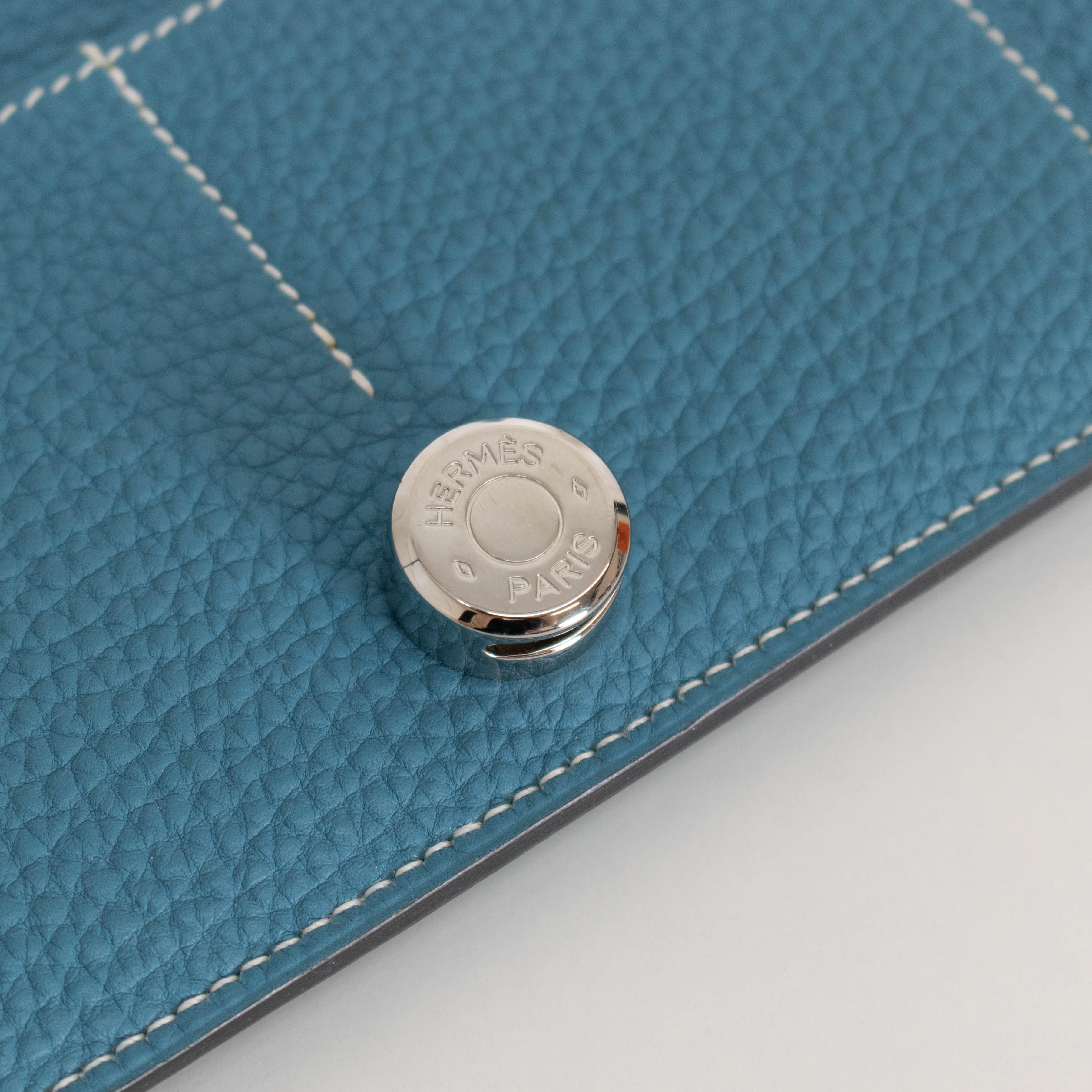 Hermes Blue Togo Leather GM Dogon Duo Wallet - Image 10