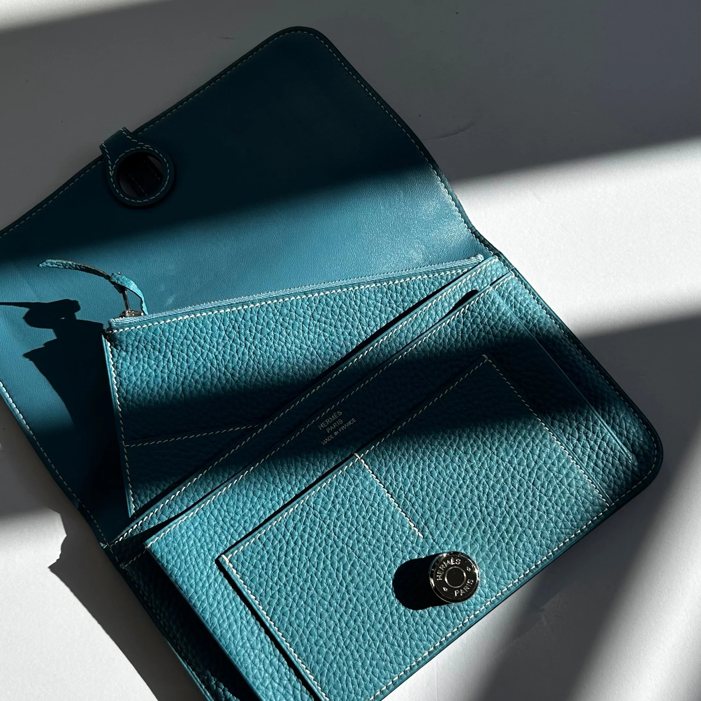 Hermes Blue Togo Leather GM Dogon Duo Wallet - Image 7