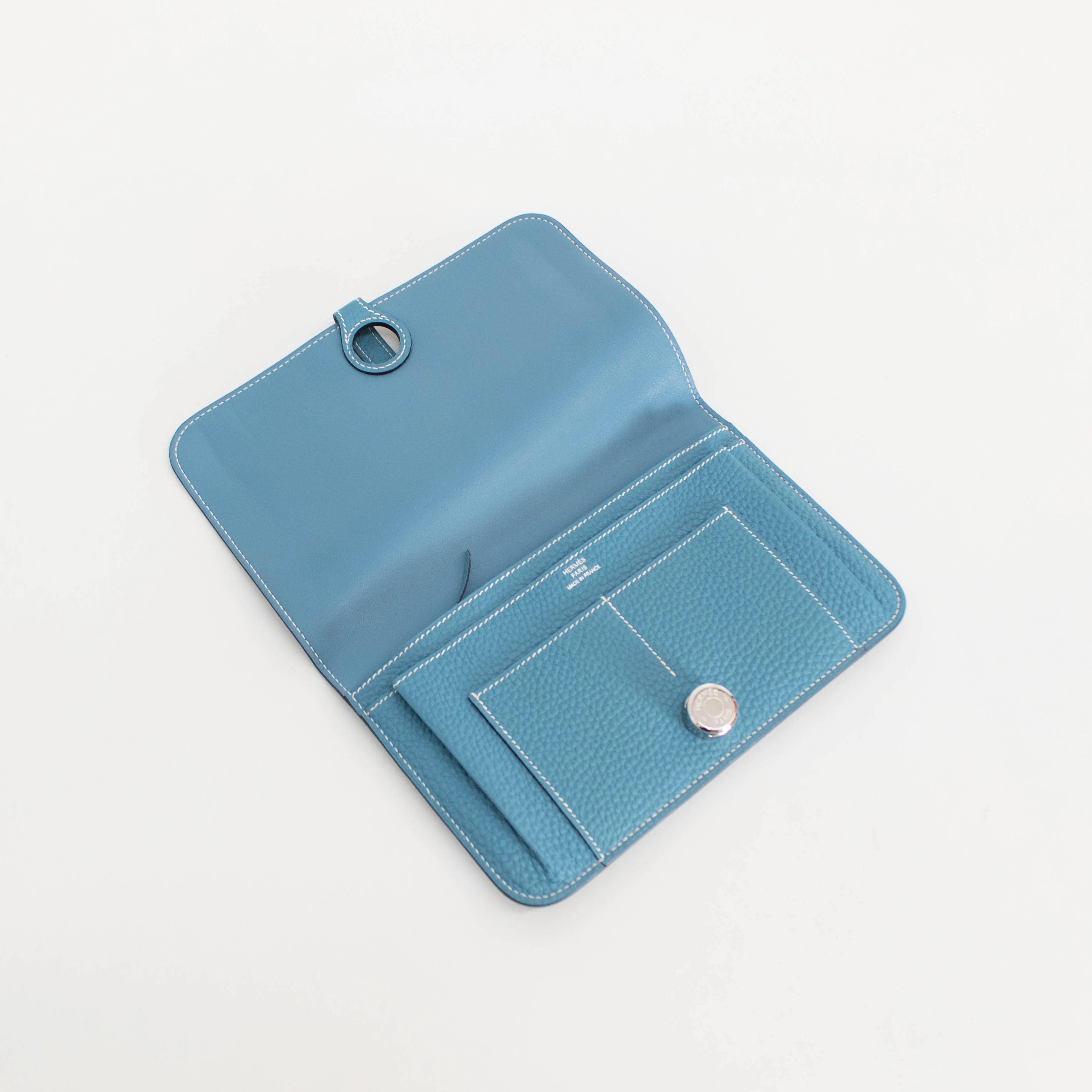 Hermes Blue Togo Leather GM Dogon Duo Wallet - Image 8
