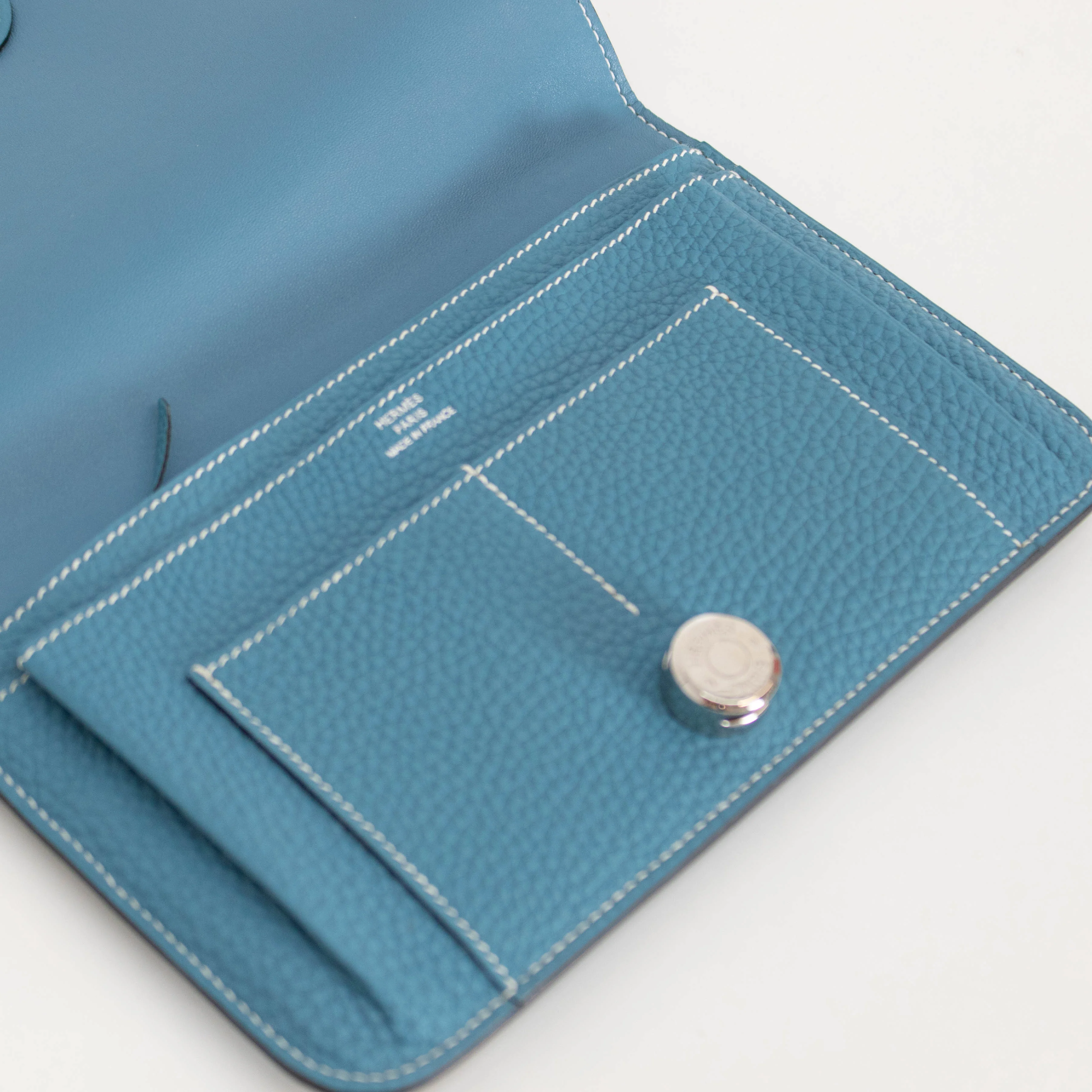 Hermes Blue Togo Leather GM Dogon Duo Wallet - Image 9