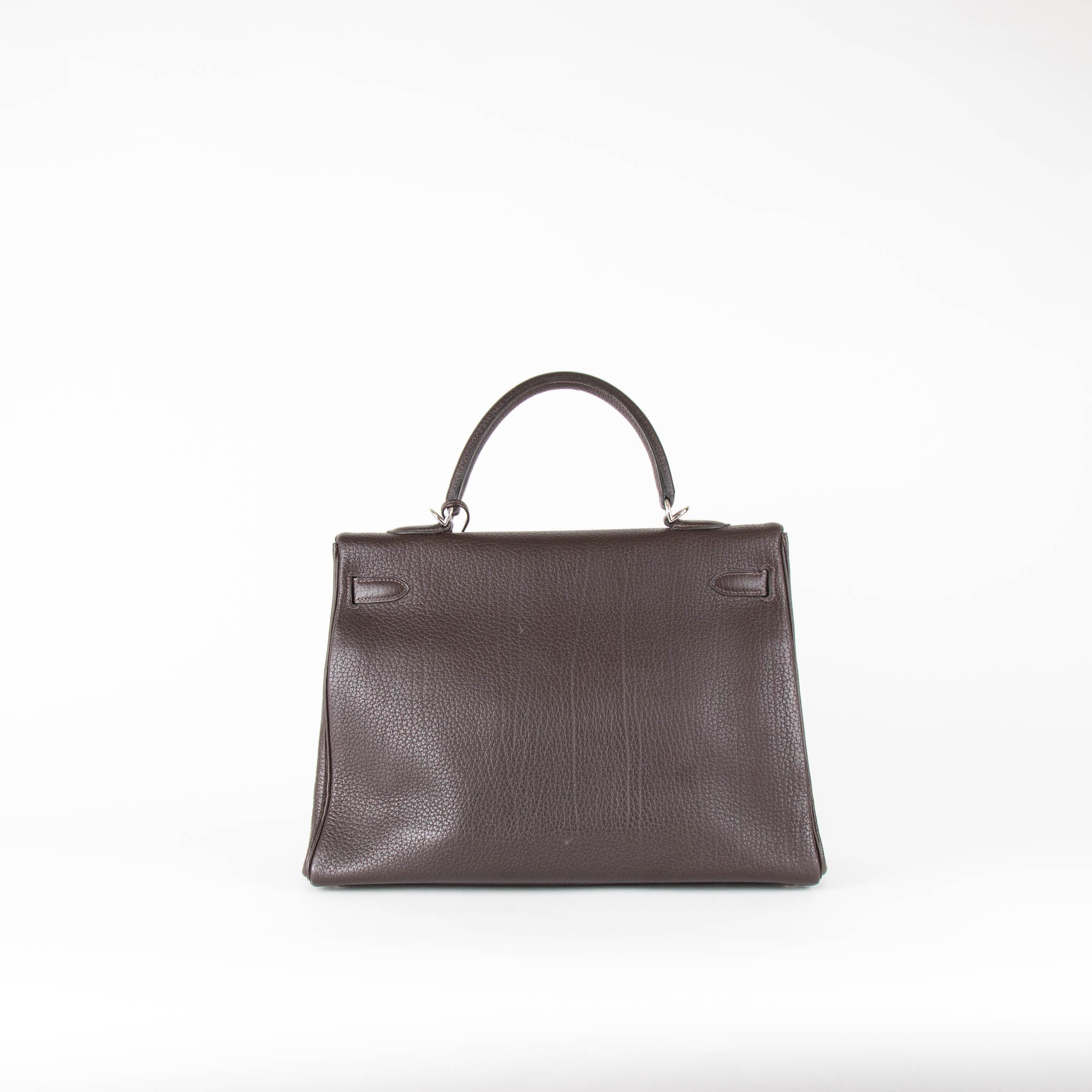 Hermes Kelly 35 Bag Brown Chevre Leather Palladium Hardware - Image 6