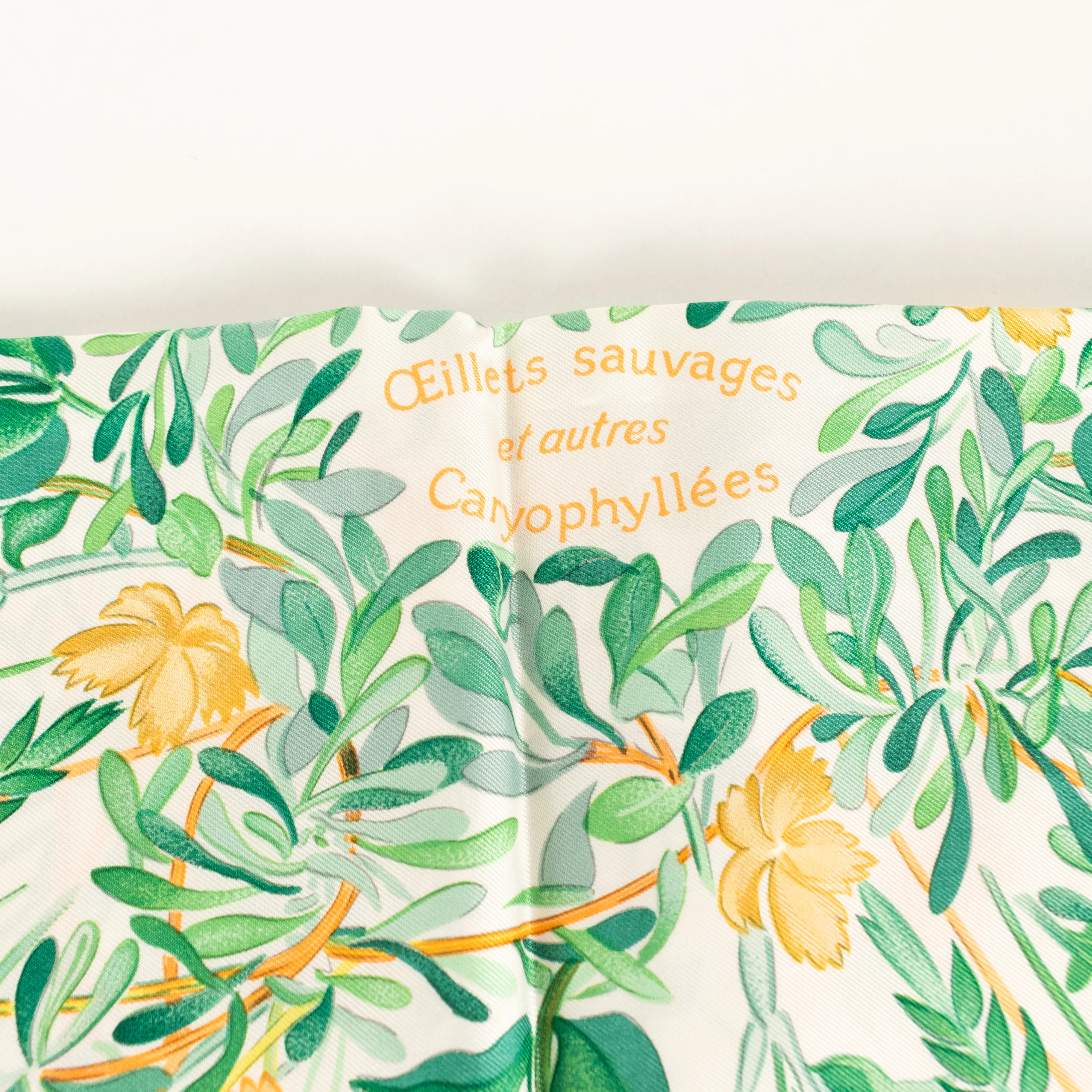 Hermes Cream Orange Oeillets Sauvages Et Autres Caryophyllees Silk Scarf - Image 8