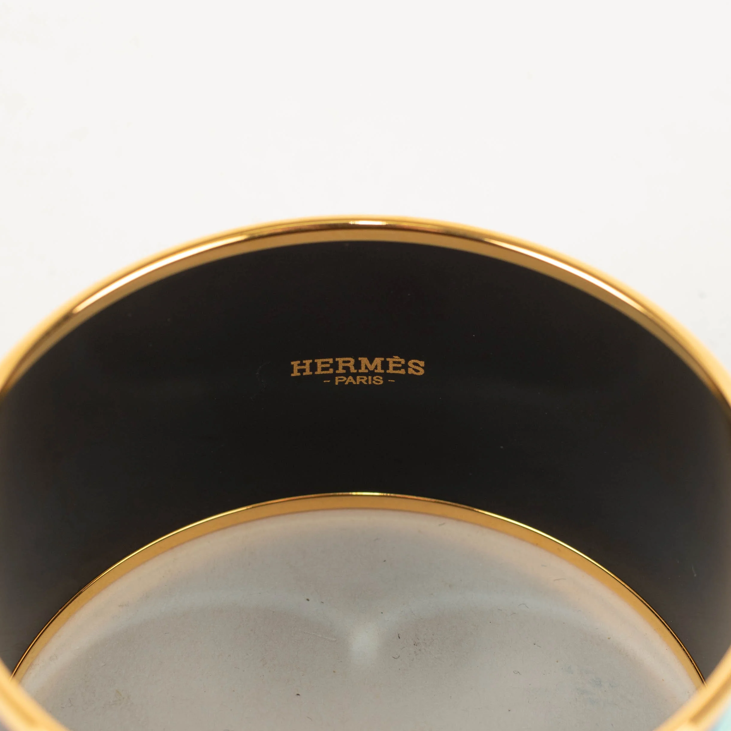Hermes Gold Blue Red Enamel Collier De Chien Wide Bangle - Image 5