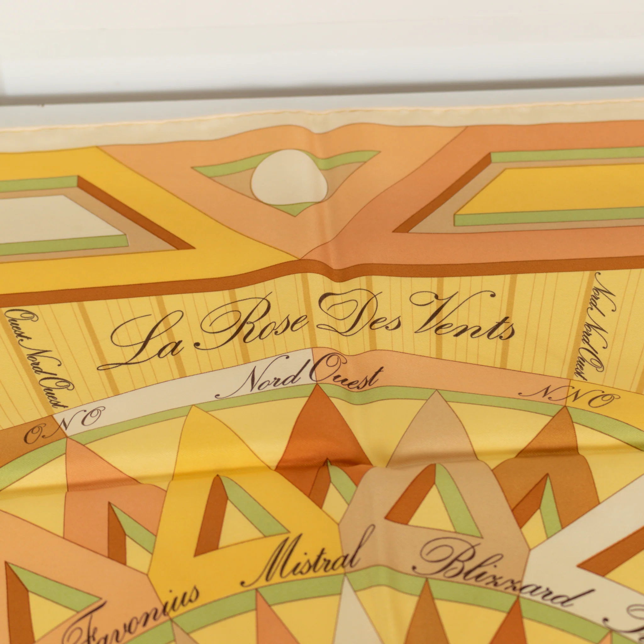 Hermes La Rose Des Vents Silk Pale Yellow Scarf - Image 4