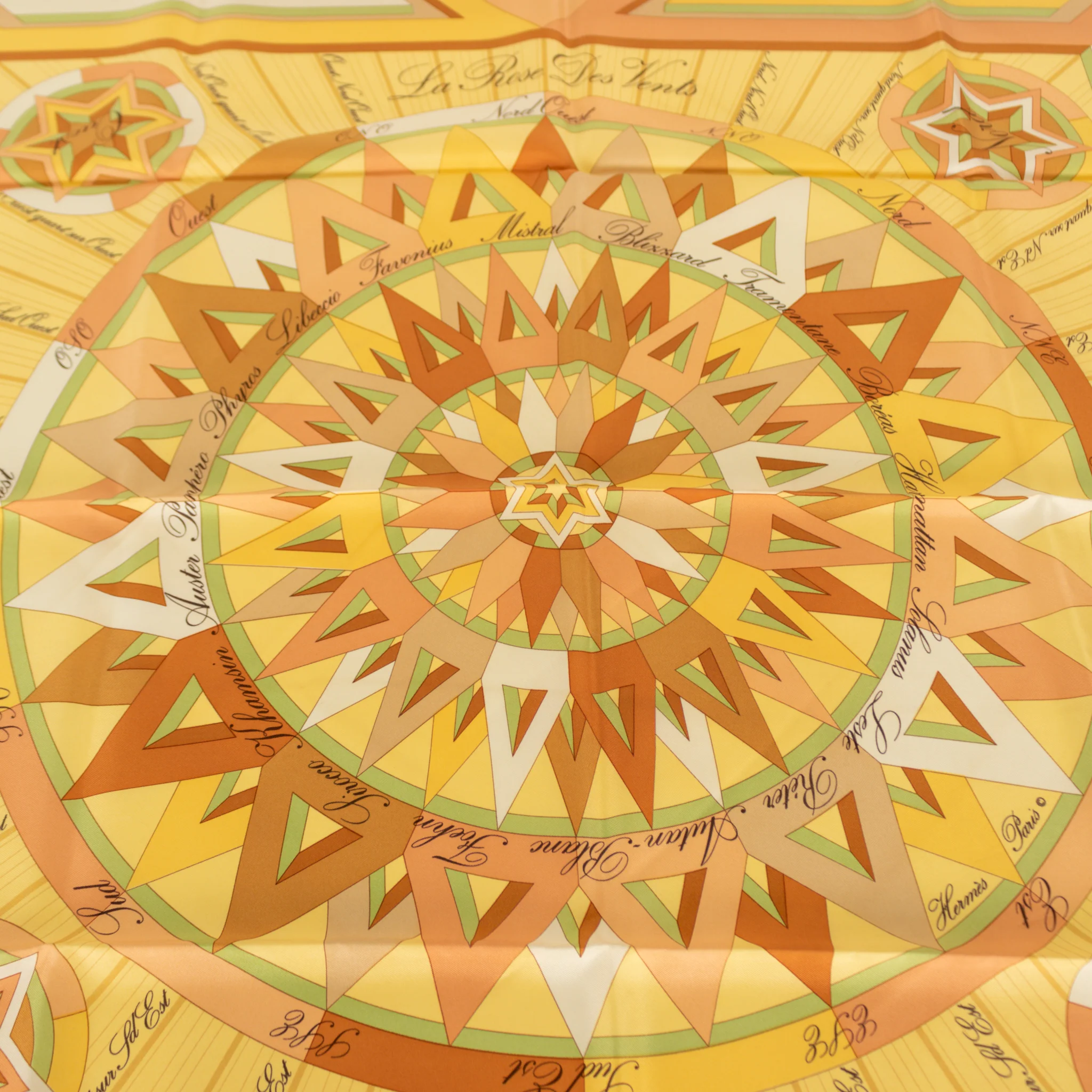 Hermes La Rose Des Vents Silk Pale Yellow Scarf - Image 5