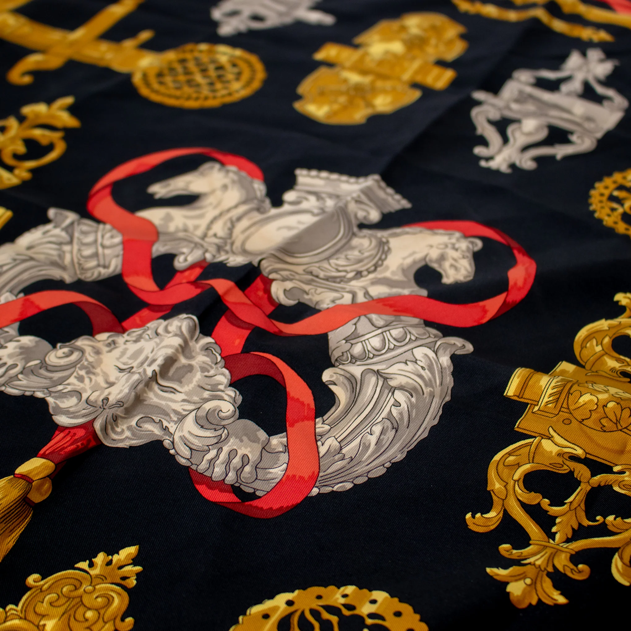 Hermes Navy Gold Ferronnerie Vintage Scarf - Image 2