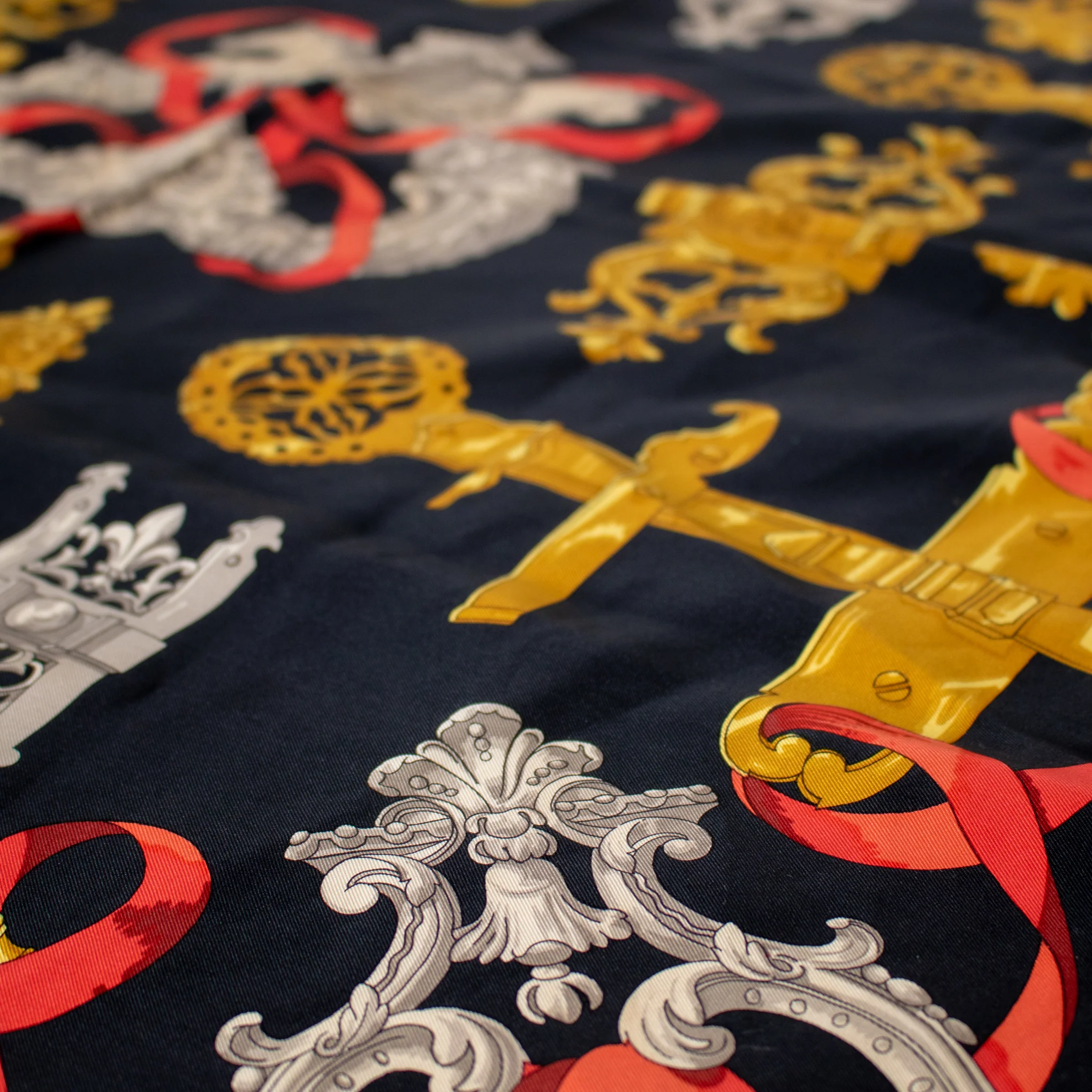 Hermes Navy Gold Ferronnerie Vintage Scarf - Image 4