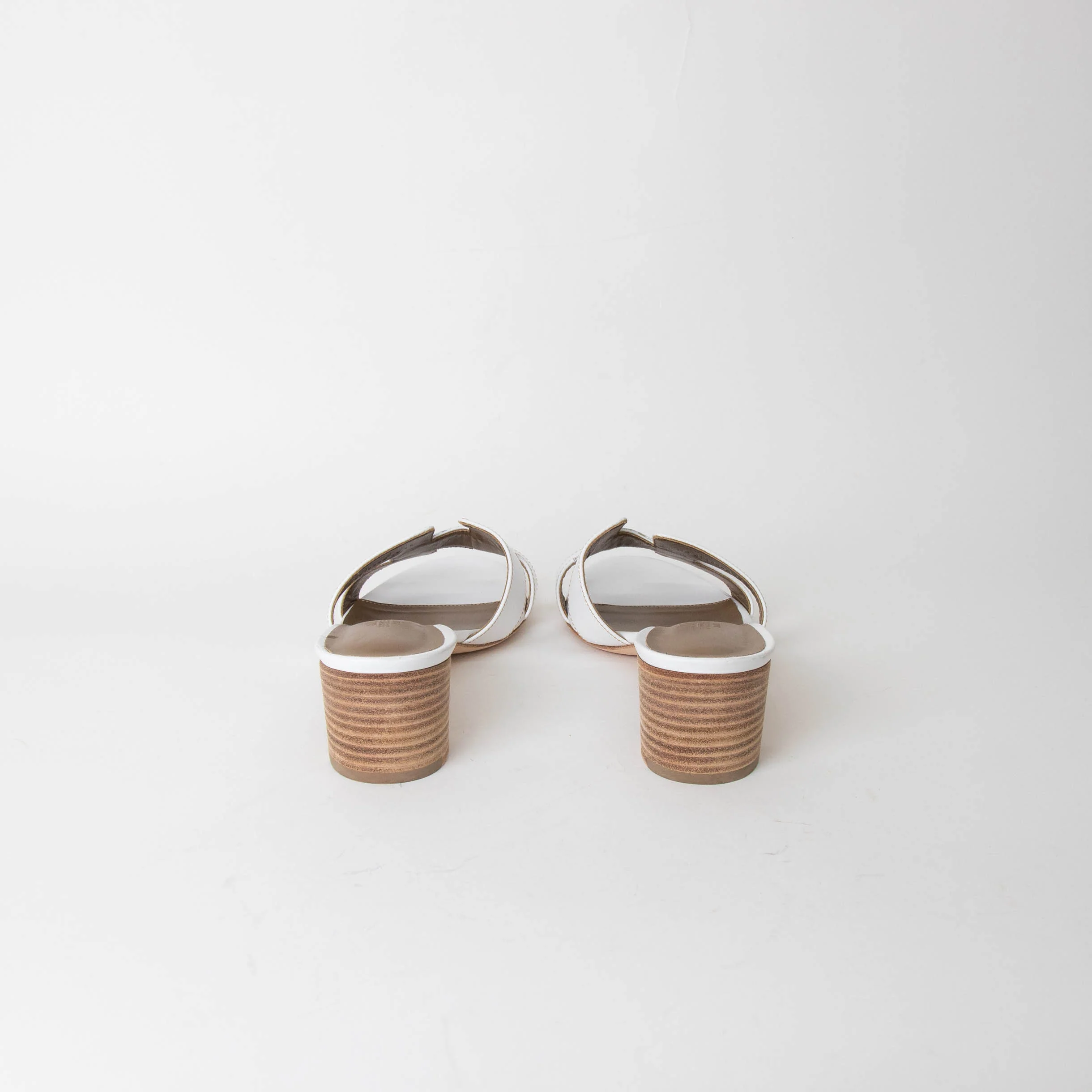 Hermes Oasis White Nude Block Heel Sandals - Image 6