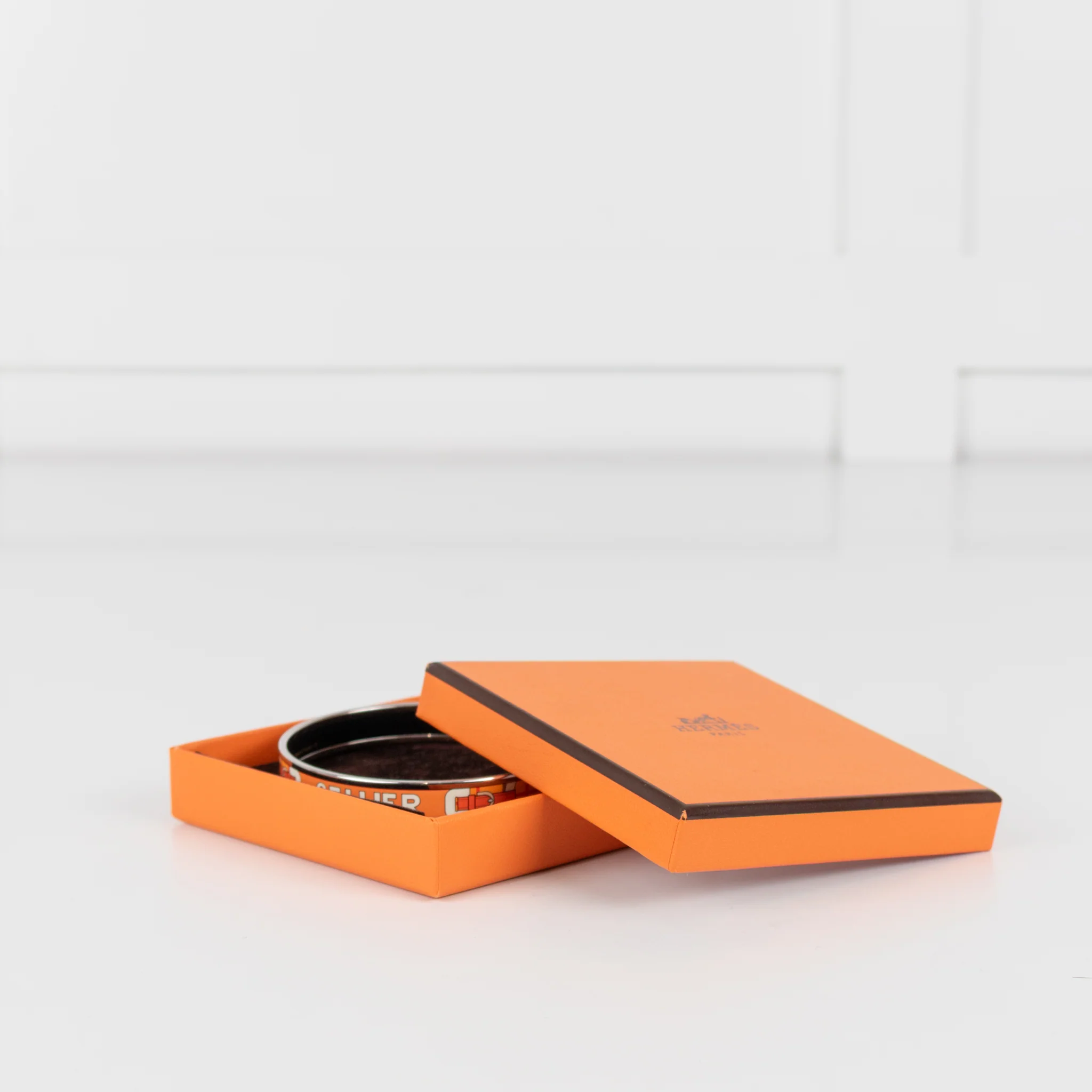 Hermes Orange Silver Enamel Sellier Bracelet - Image 2