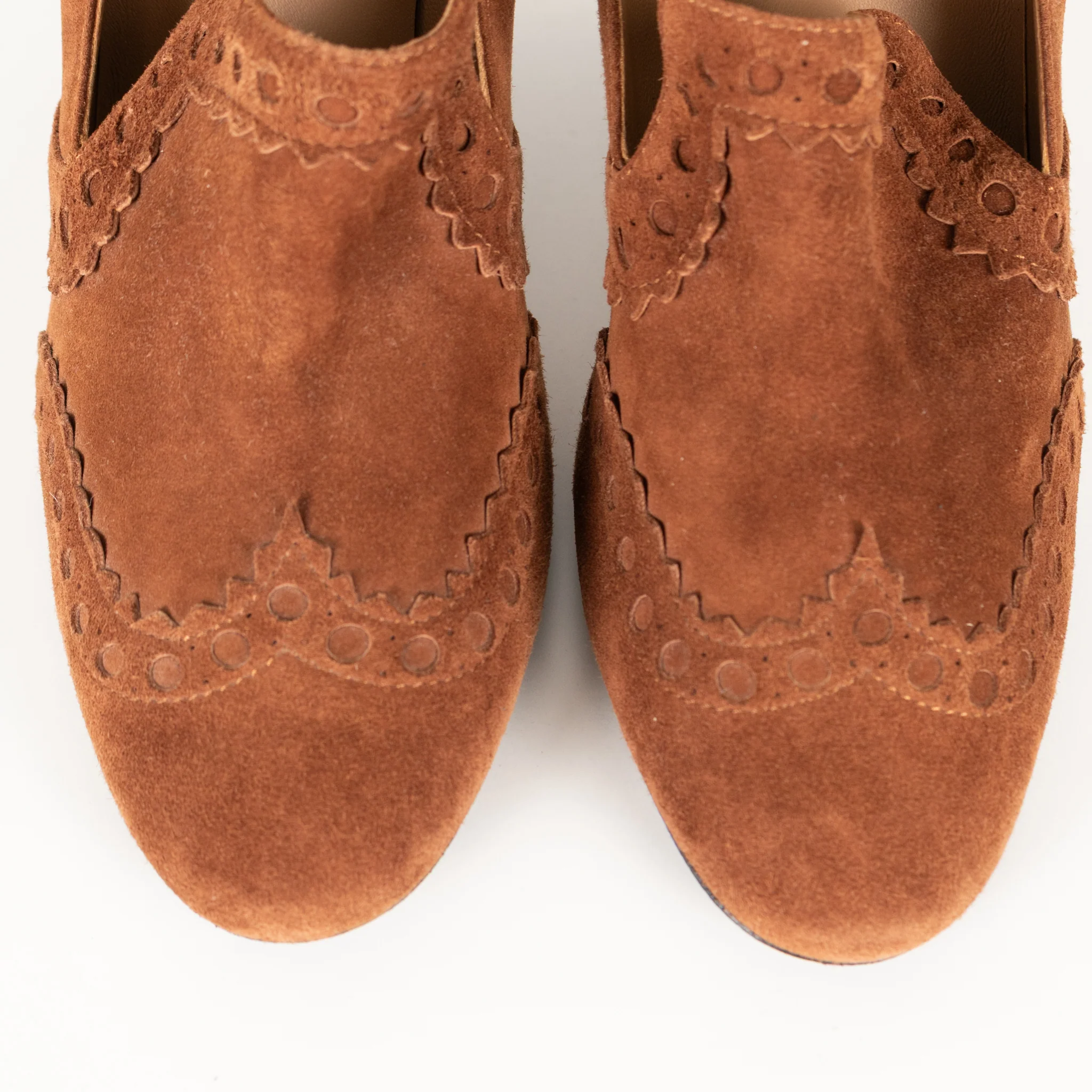 Hermes Tan Suede Round Toe Heeled Shoes - Image 9