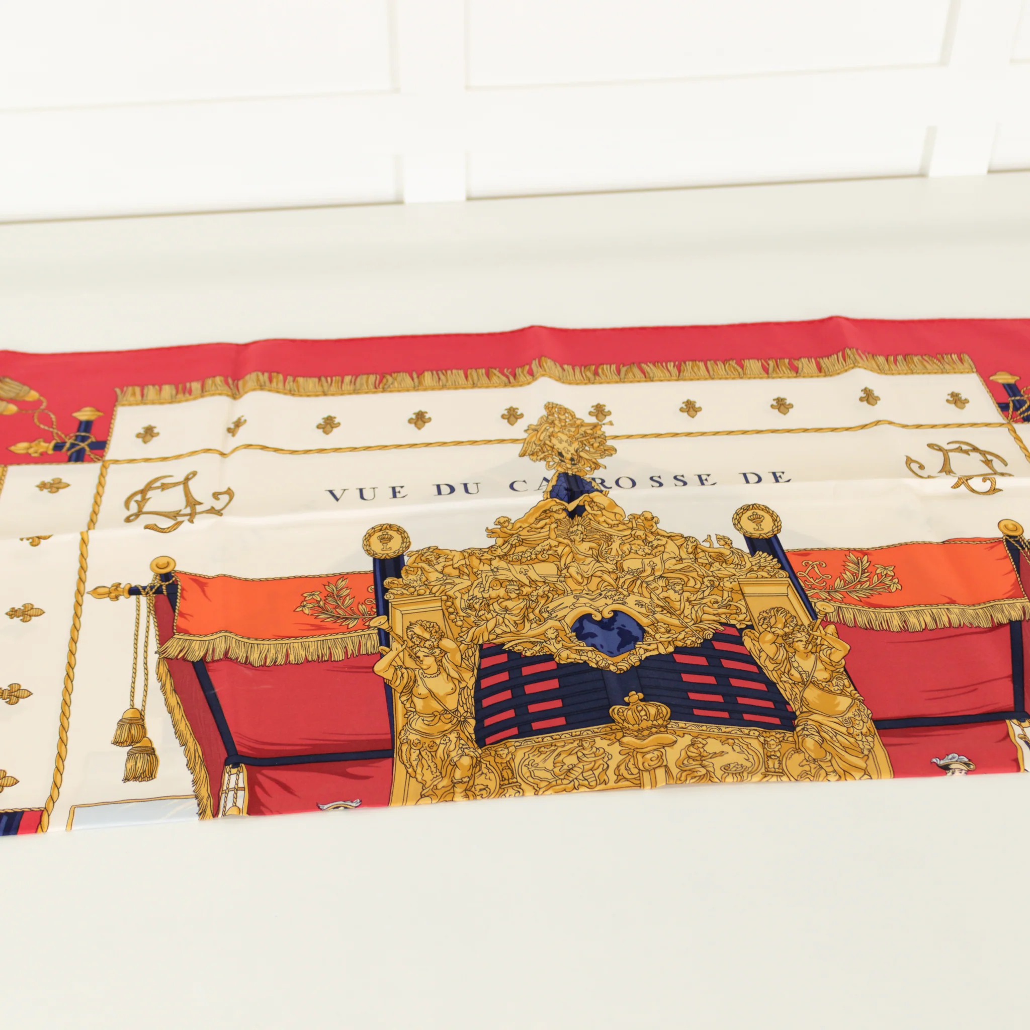 Hermes Vue Du Carrosse De La Galere La Reale Red Cream Gold Blue - Image 4