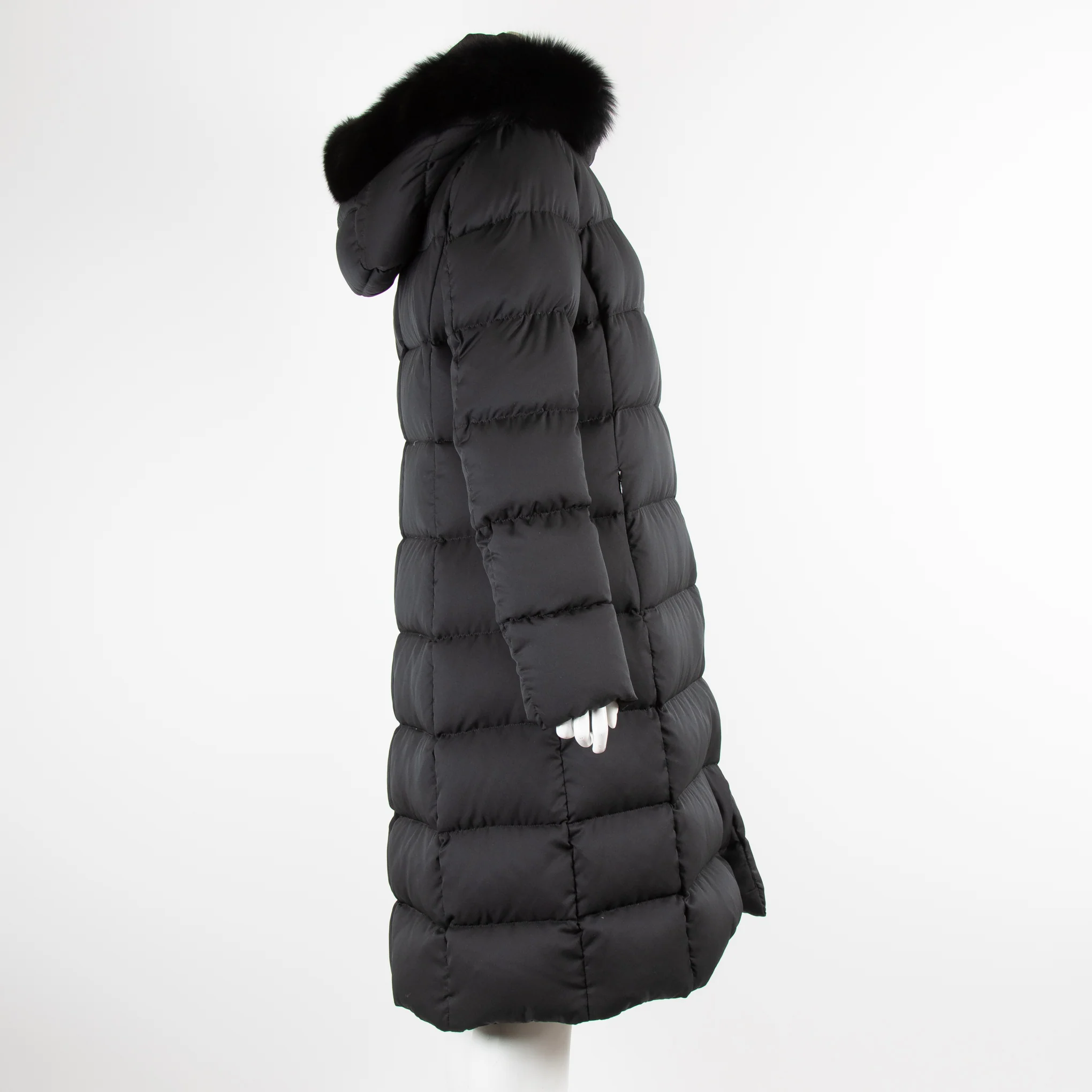 Herno Black Long Puffer Coat with Fur Hood - Image 2