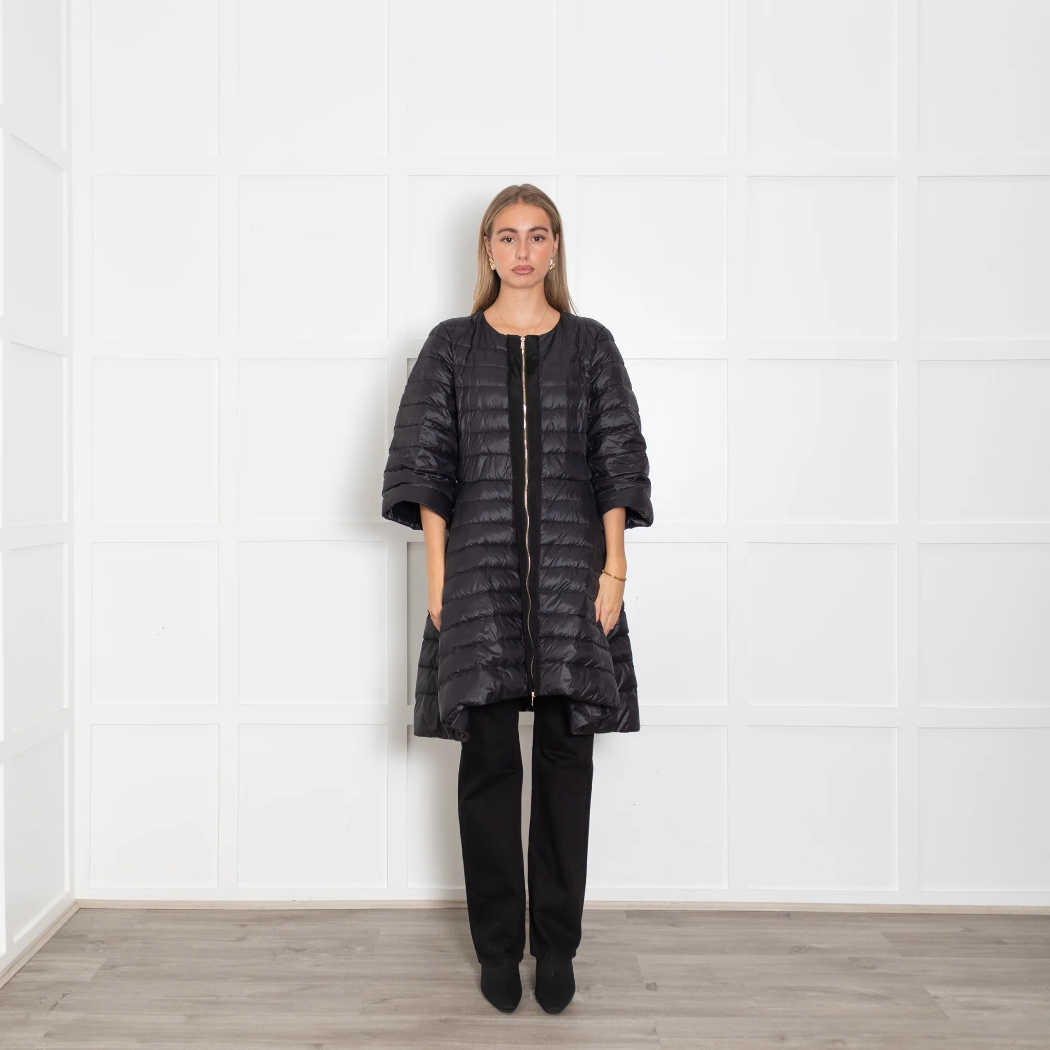 Herno Black Puffer Waisted Coat