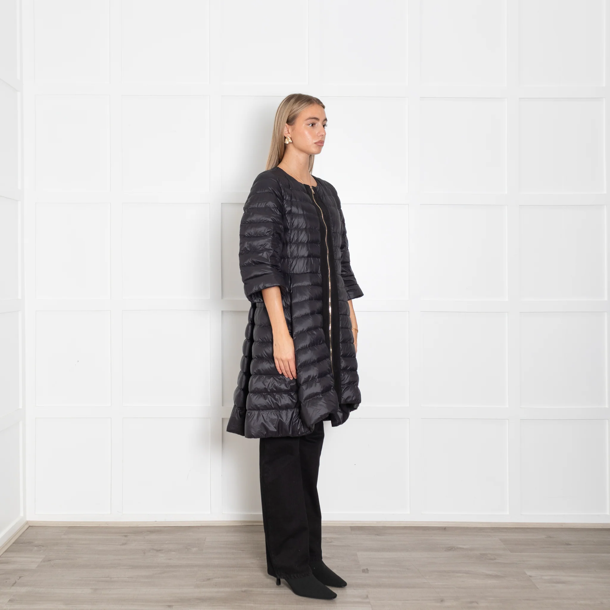 Herno Black Puffer Waisted Coat - Image 7