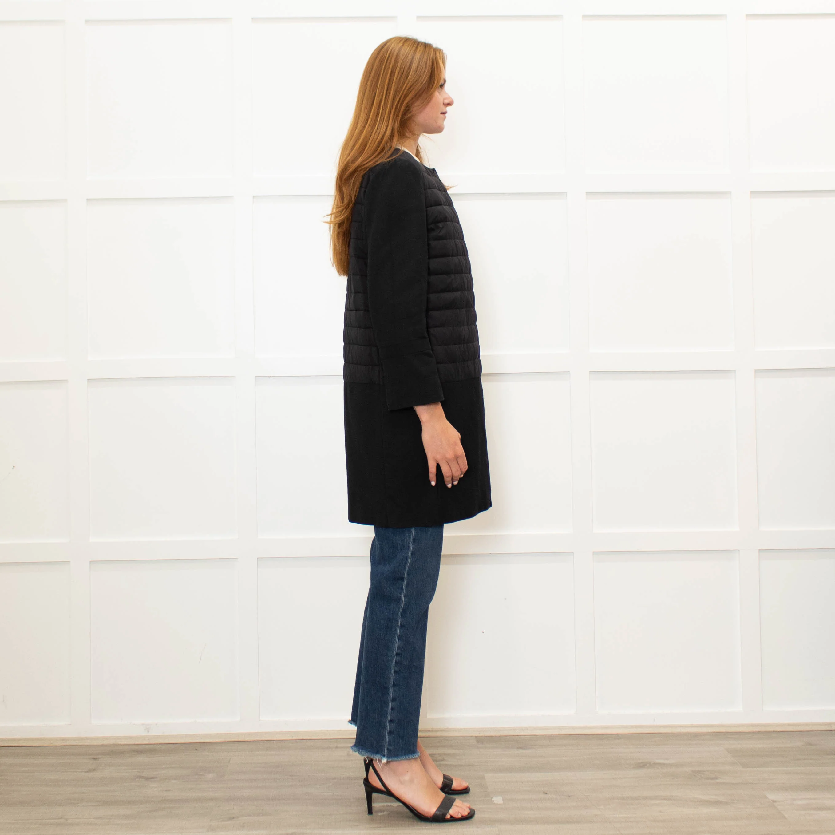 Herno Black Quilt Coat With Solid Hem And Sleeve - Image 6