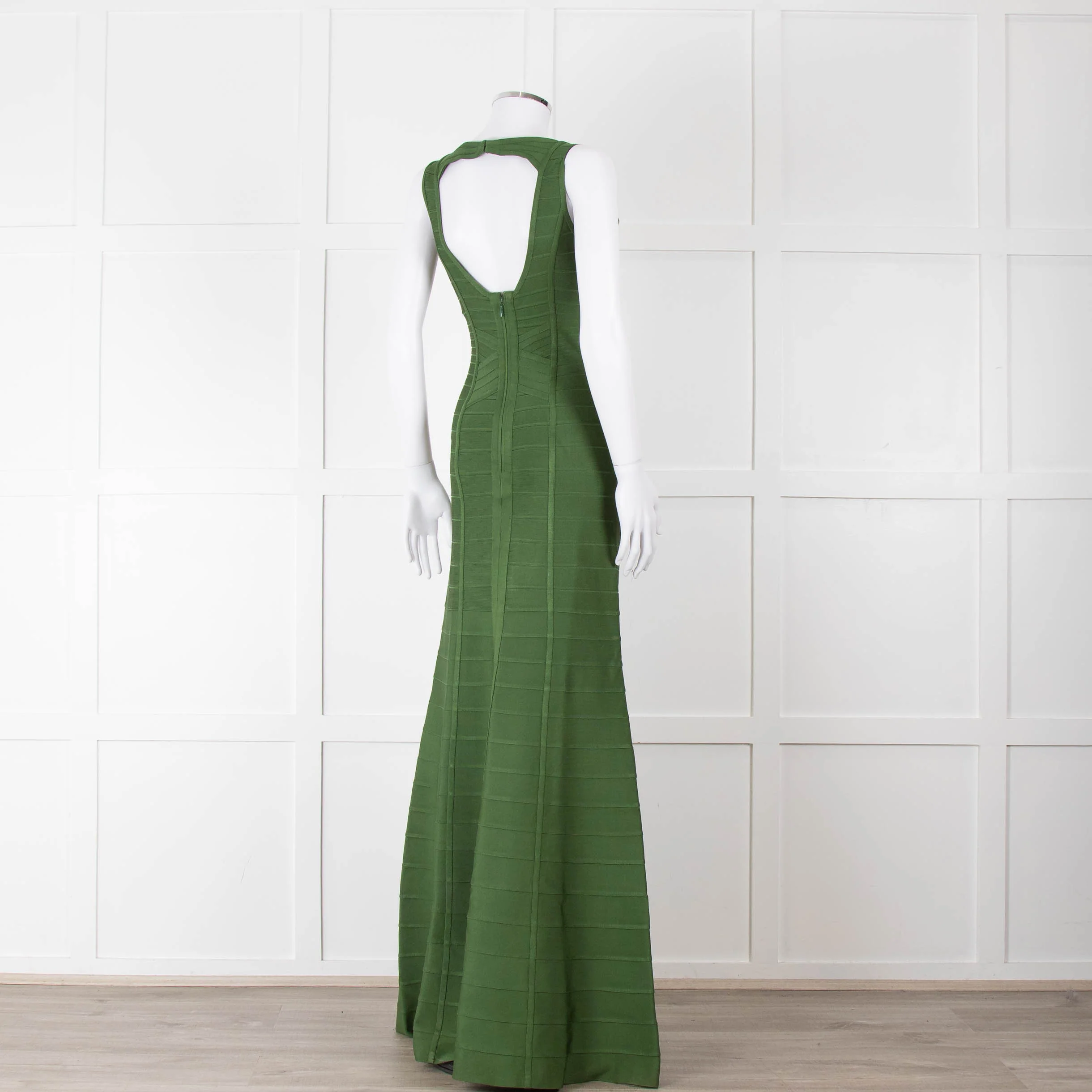 Herve Leger Green Bandage Gown with Keyhole Chest - Image 4