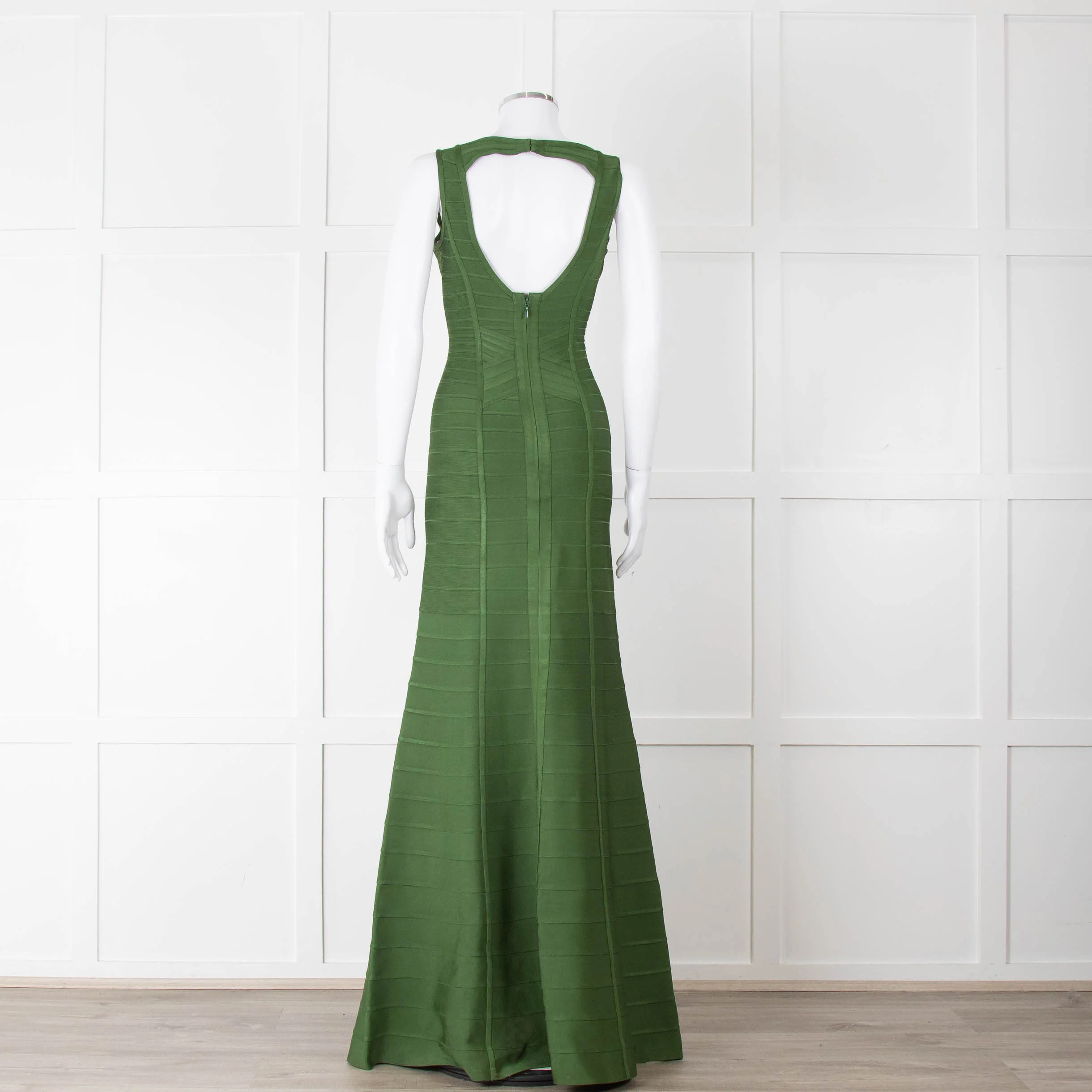 Herve Leger Green Bandage Gown with Keyhole Chest - Image 5