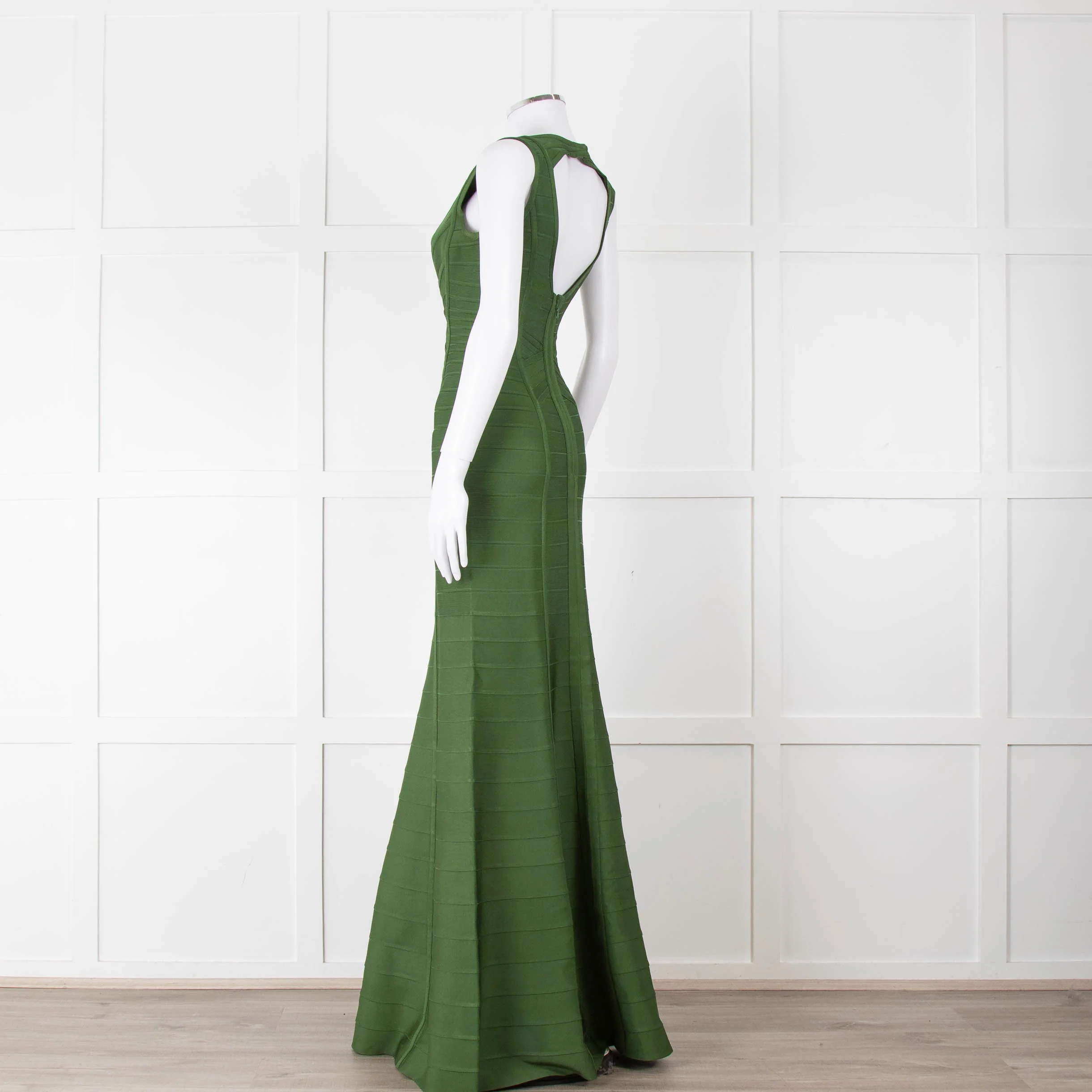 Herve Leger Green Bandage Gown with Keyhole Chest - Image 6
