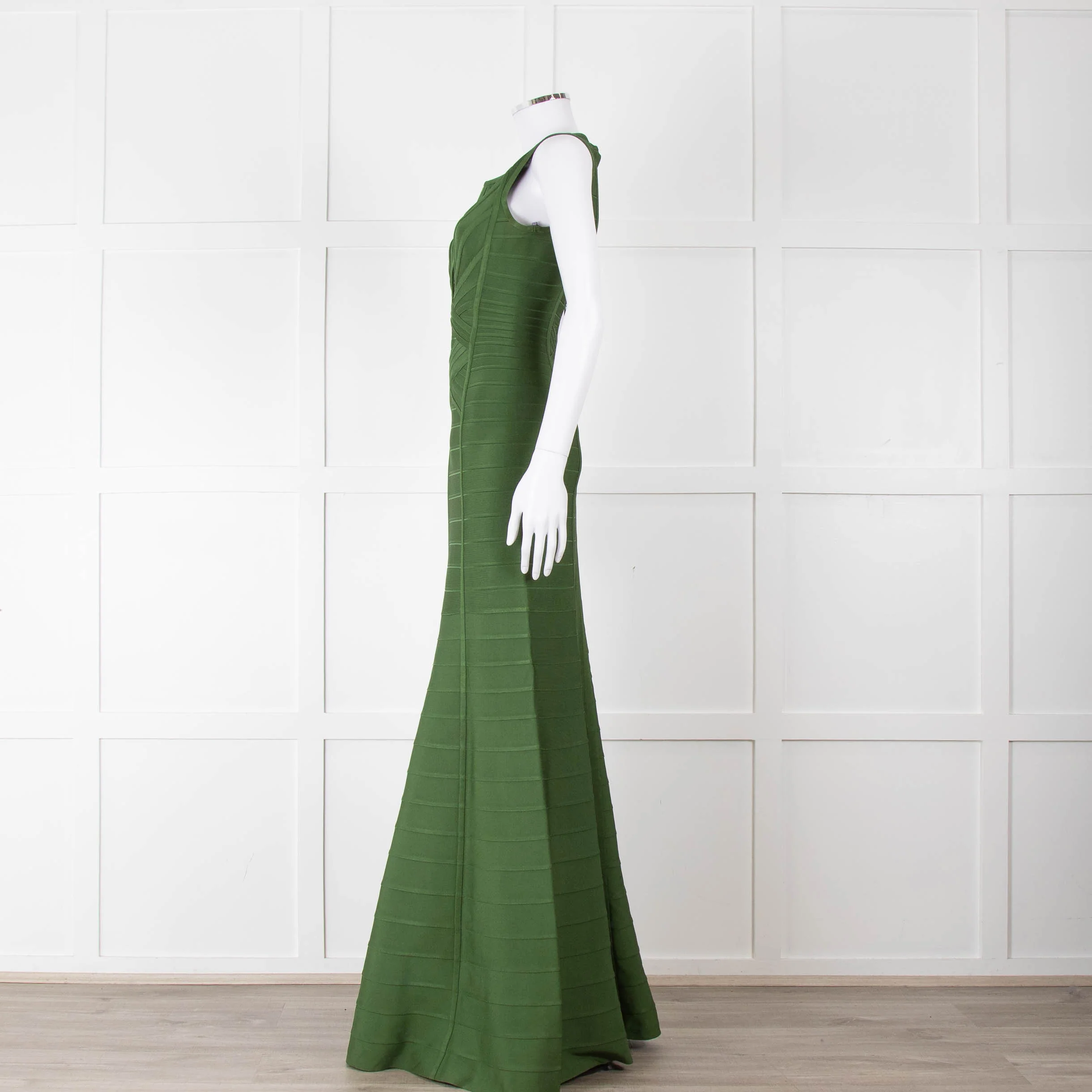 Herve Leger Green Bandage Gown with Keyhole Chest - Image 7
