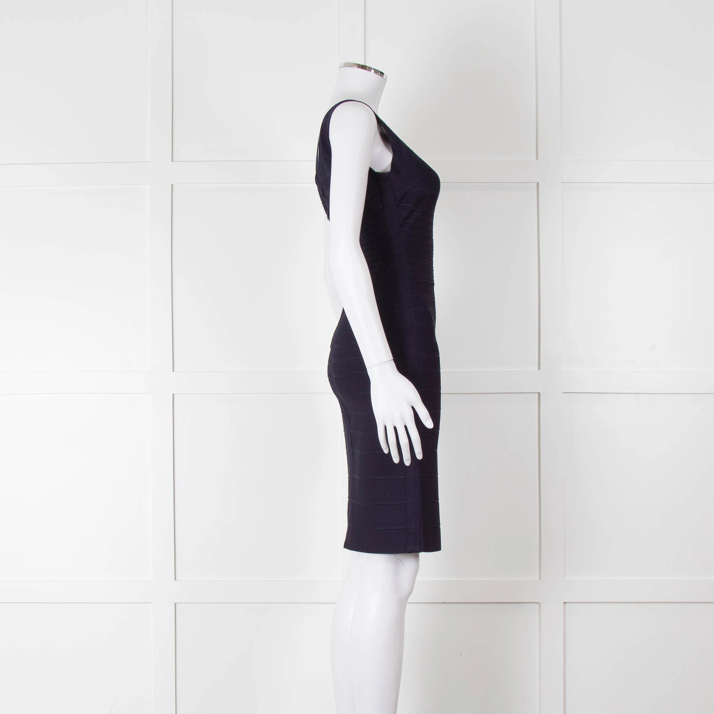 Herve Leger Navy Bandage Cocktail Dress - Image 3