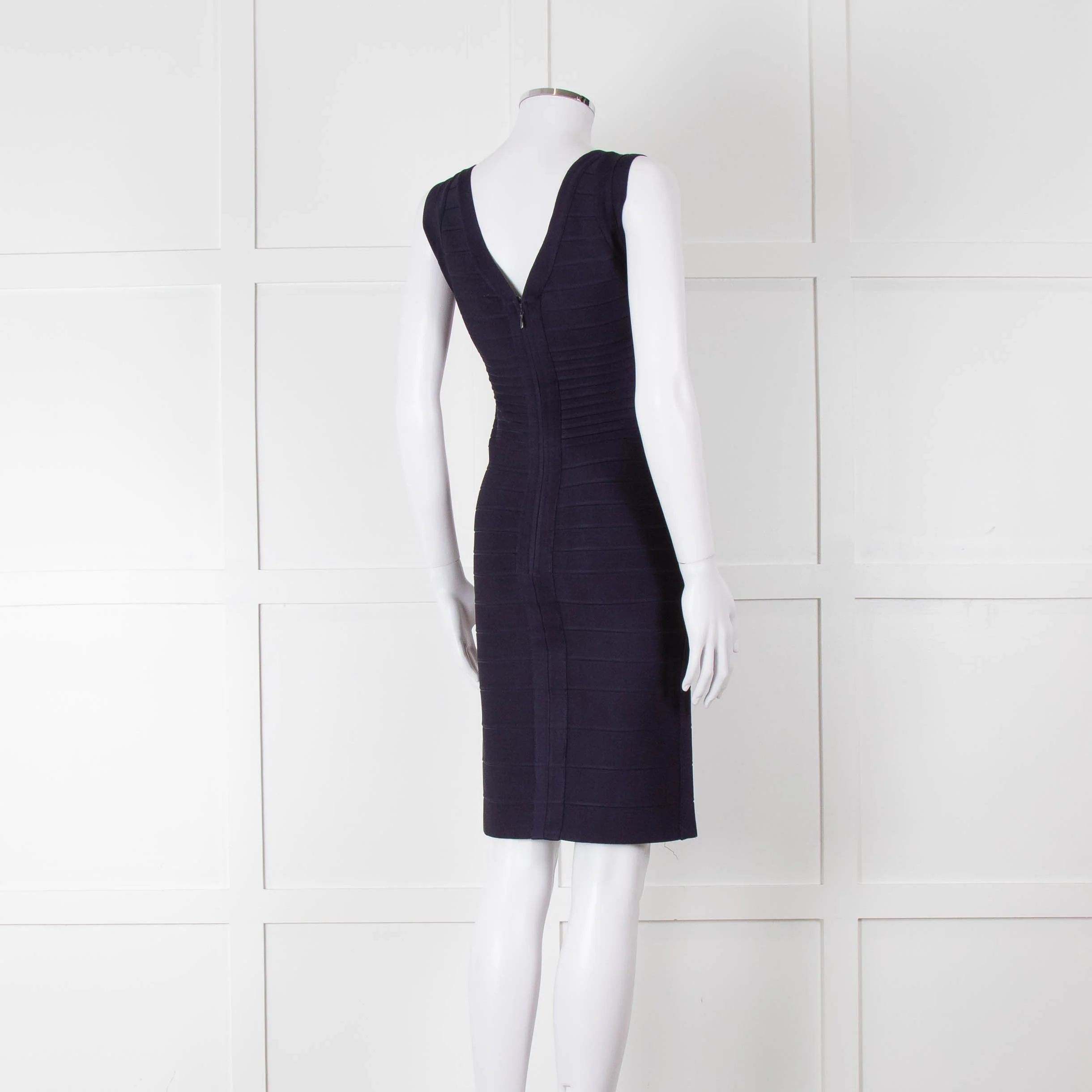 Herve Leger Navy Bandage Cocktail Dress - Image 4
