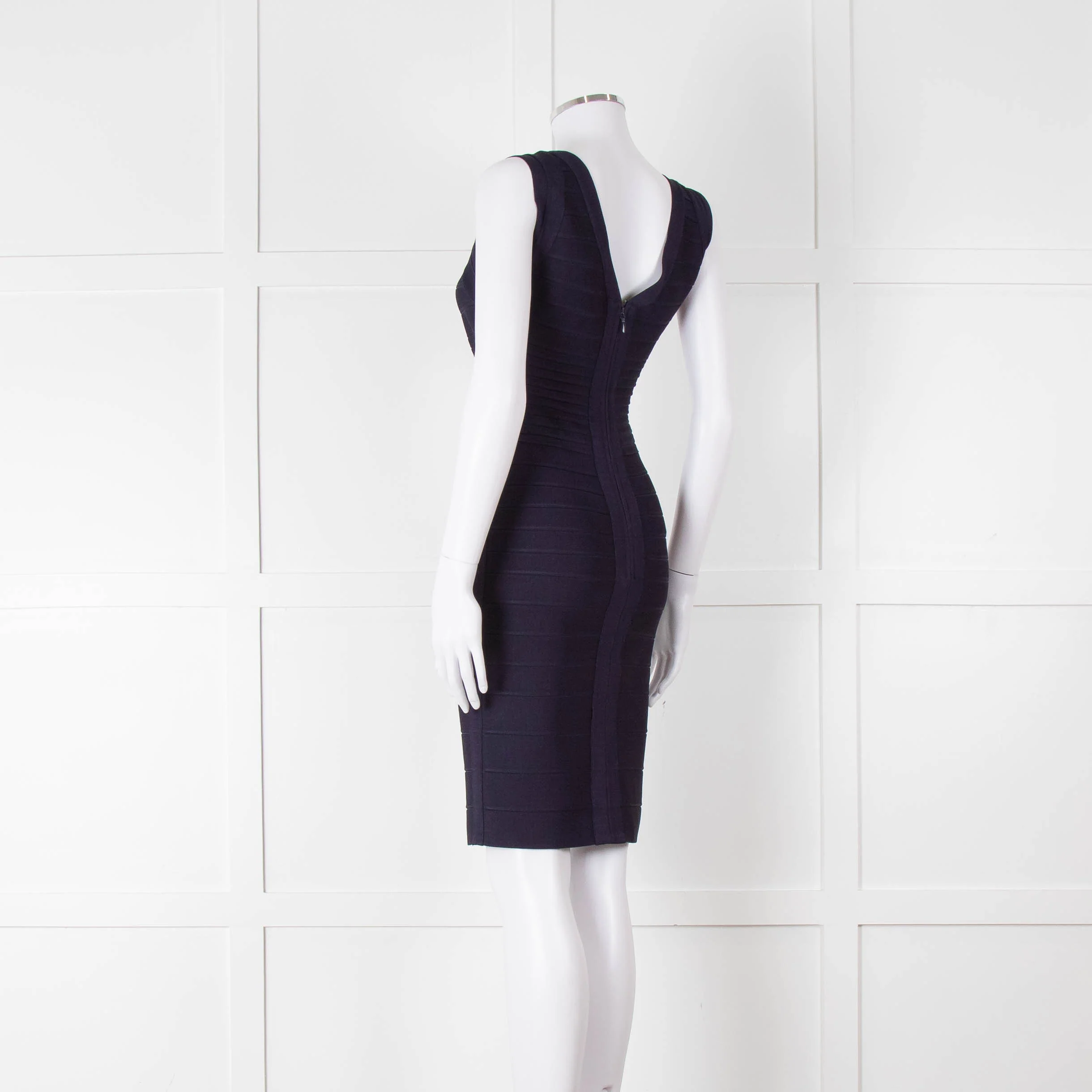 Herve Leger Navy Bandage Cocktail Dress - Image 6