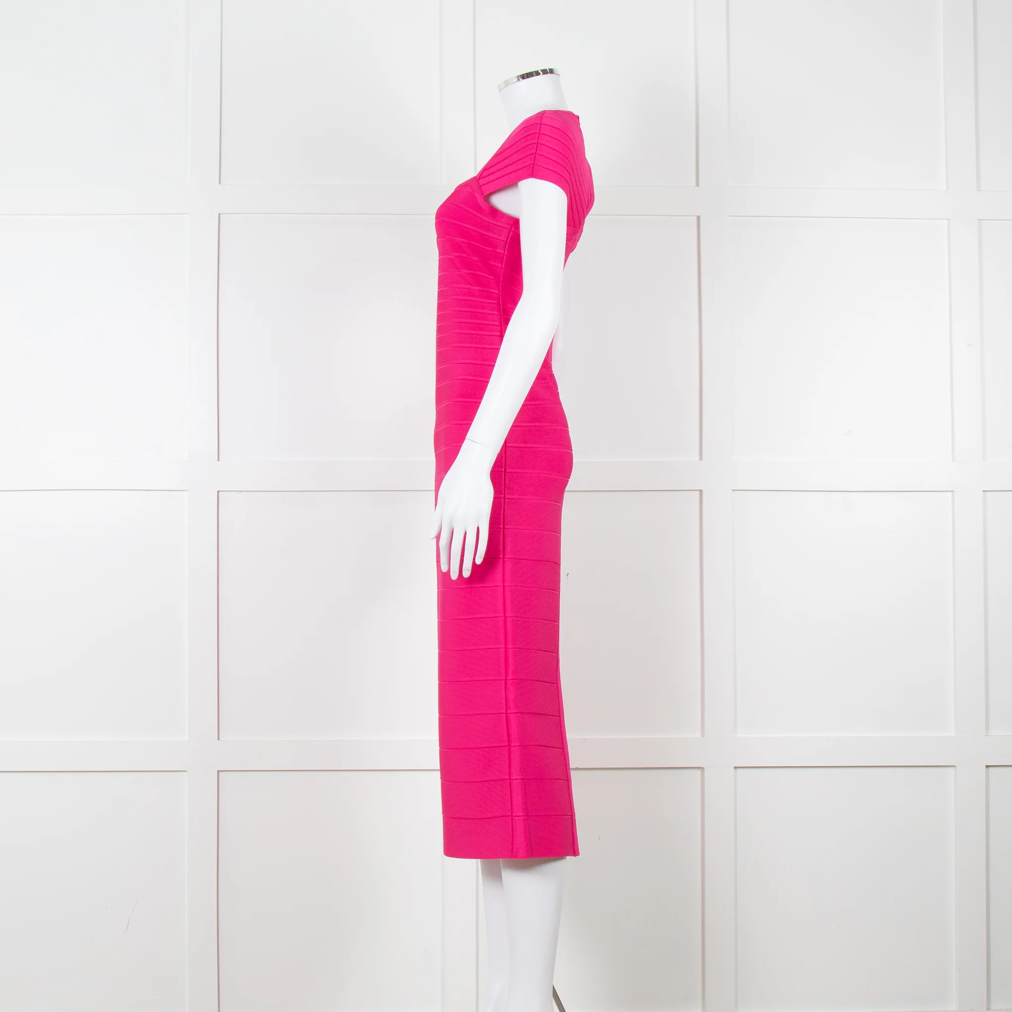 Herve Leger Pink Bandage Dress With Capped Sleeves - Image 7
