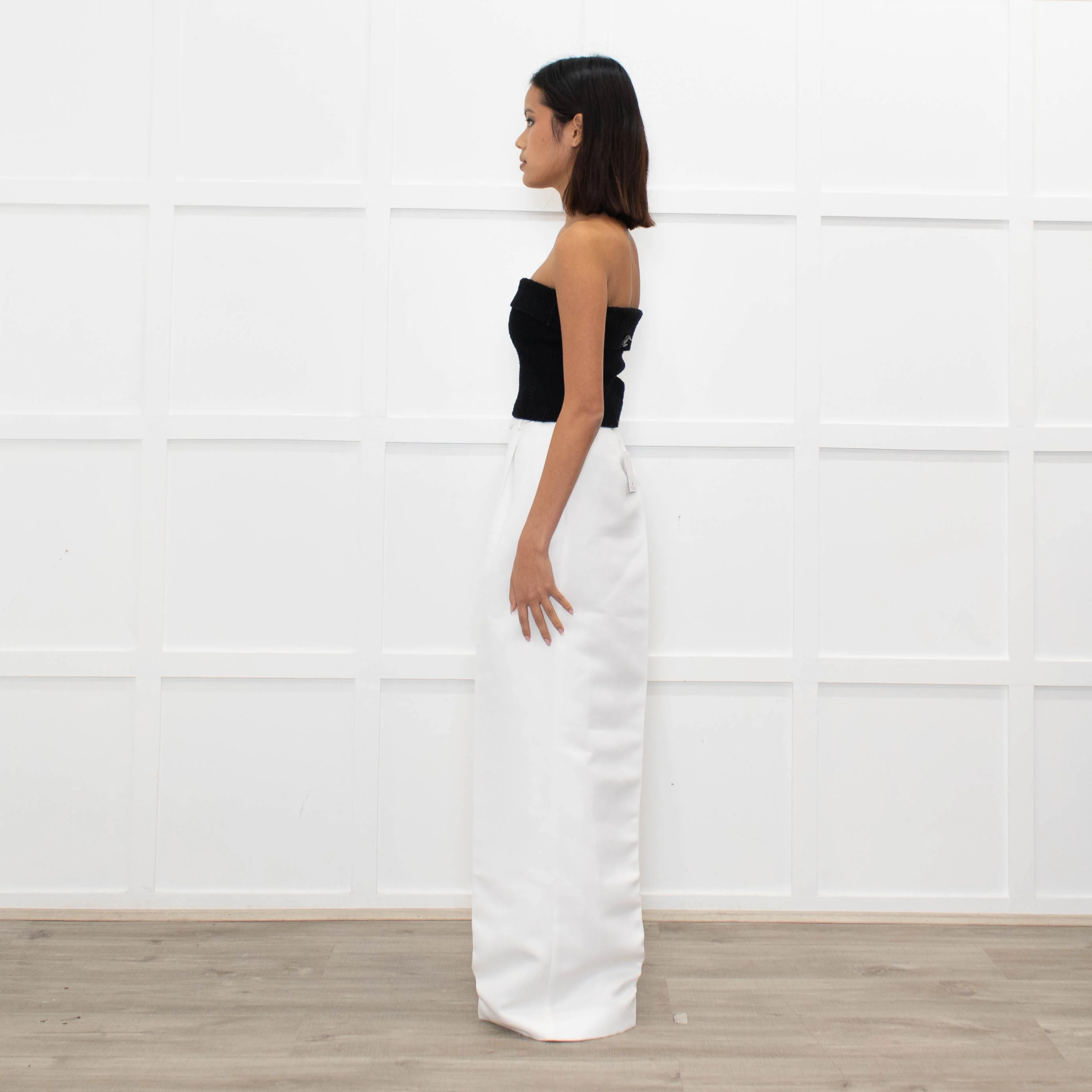 Herve Leger White Silk Tailored Wide Leg Trousers - Image 5