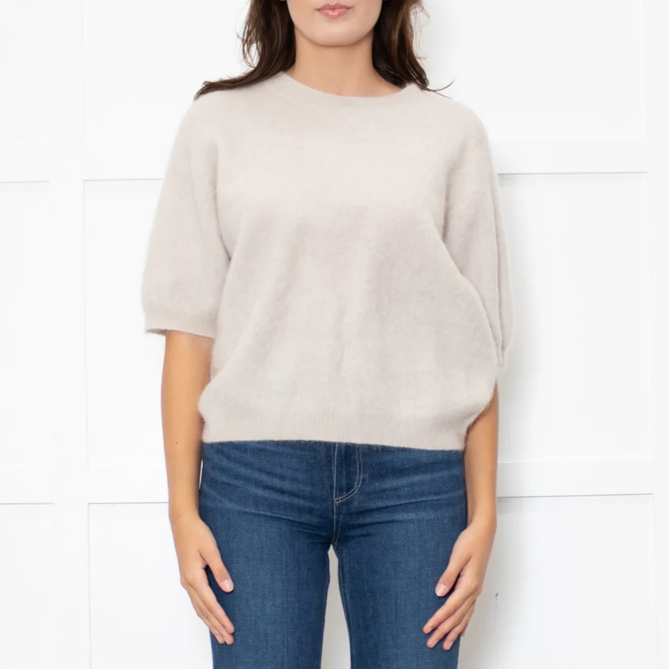 Herzen's Angelegenheit Cream Mohair Short Sleeve Jumper - Image 2