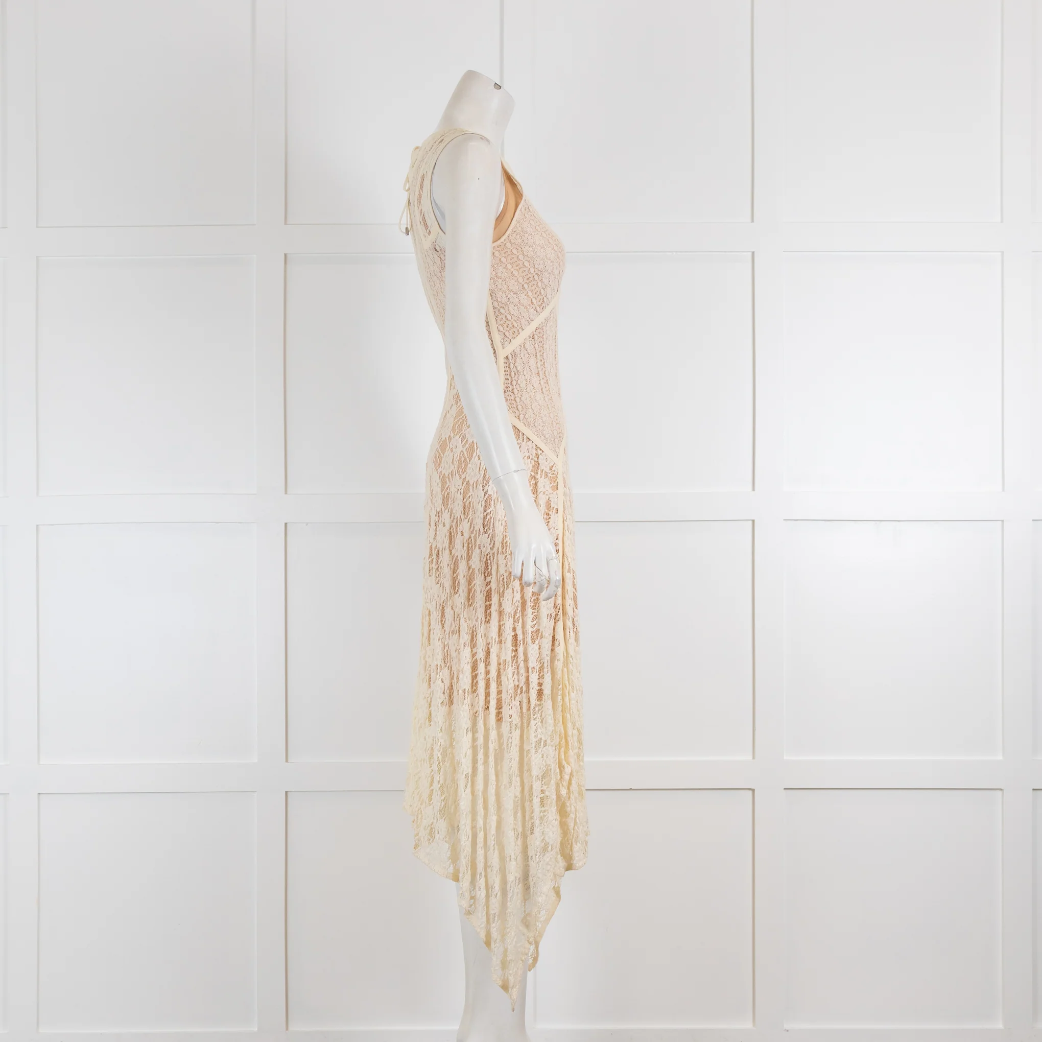 High Use Cream Lace Dress with Dipped Hem - Image 3