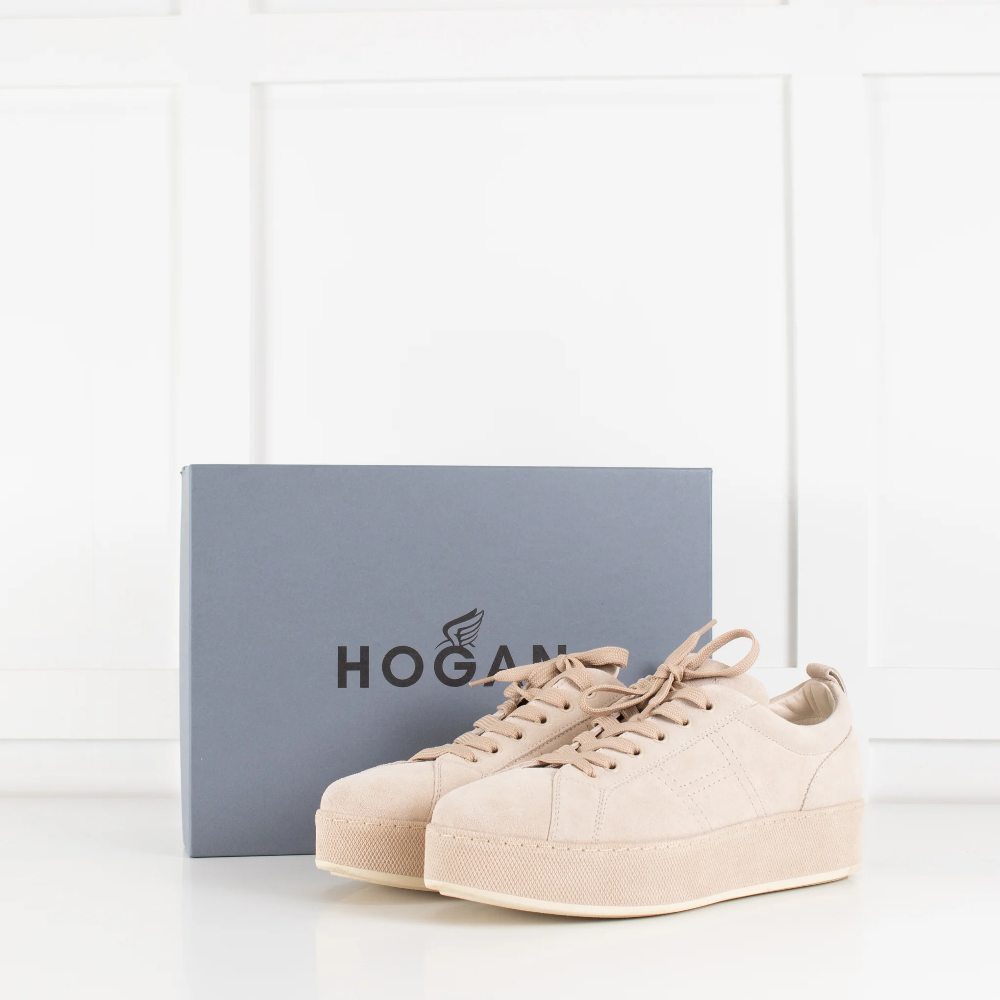 Hogan Beige Suede Platform Trainers - Image 3
