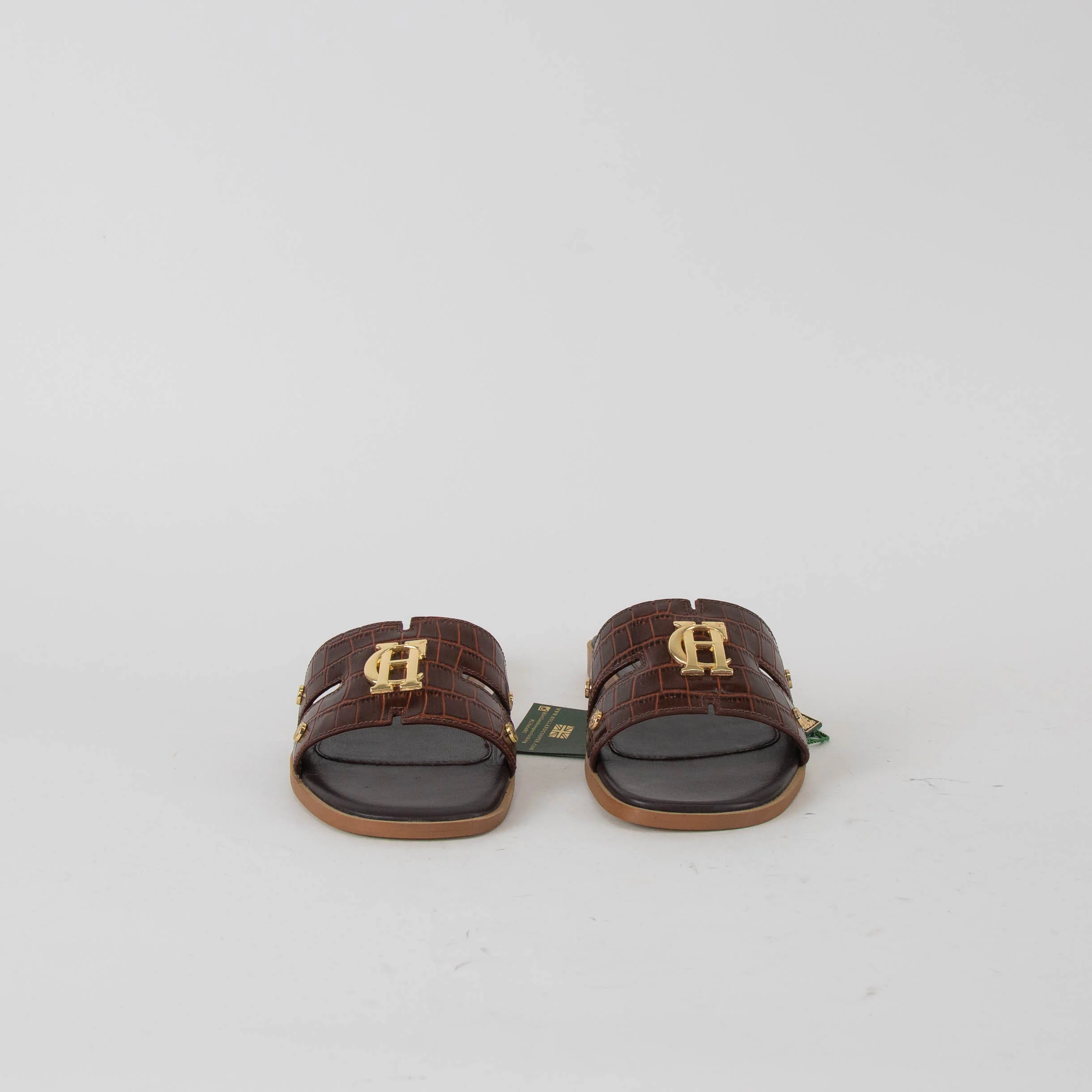 Holland & Cooper Chocolate Brown Monogram Slides - Image 3
