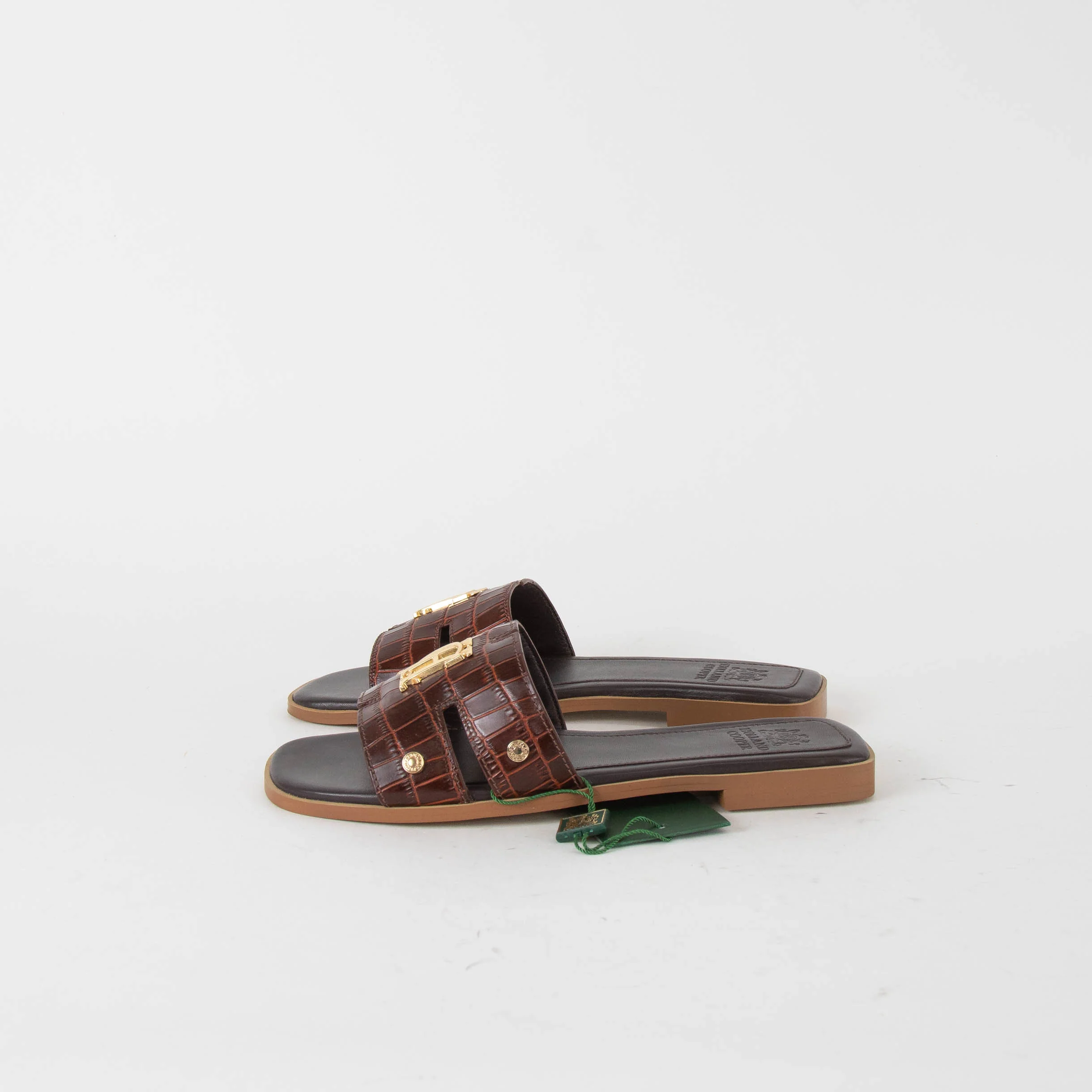 Holland & Cooper Chocolate Brown Monogram Slides - Image 4