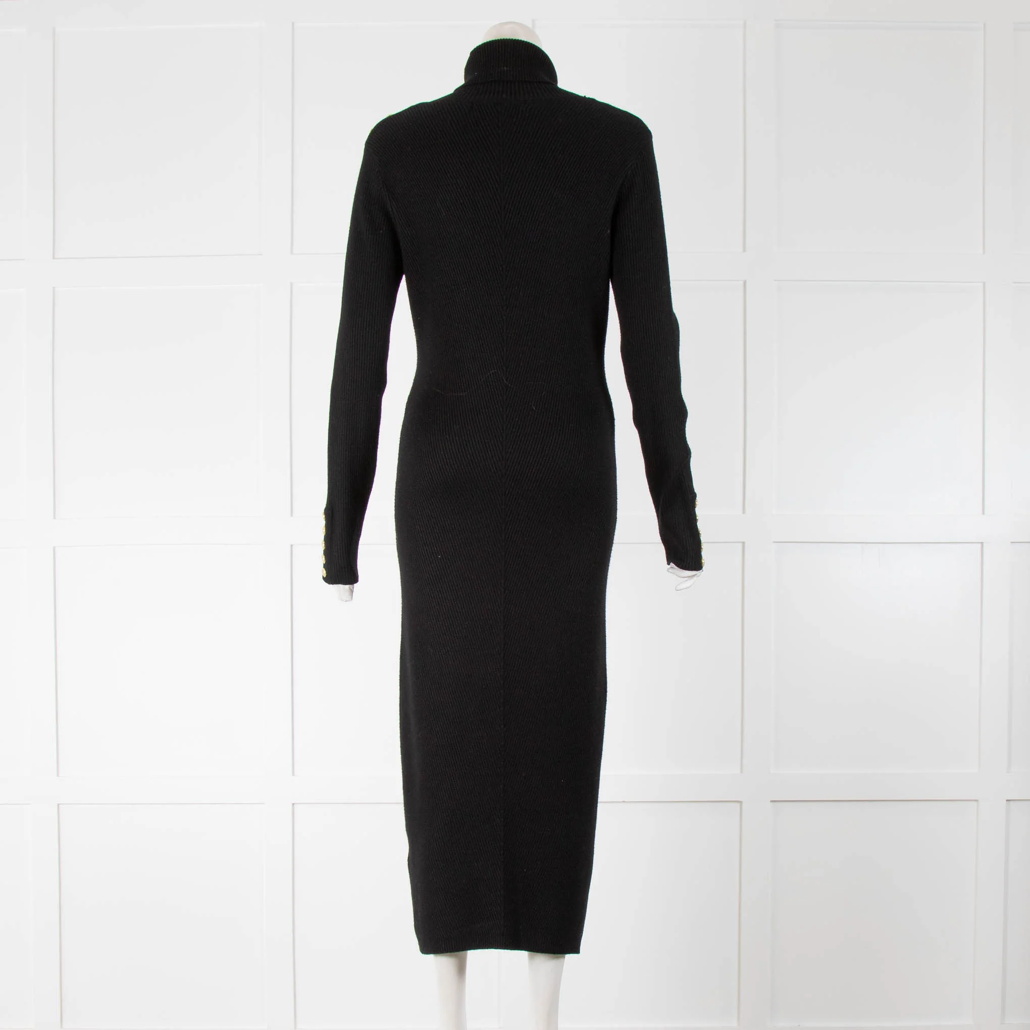 Holland Cooper Black Roll Neck Midi Knit Dress - Image 3