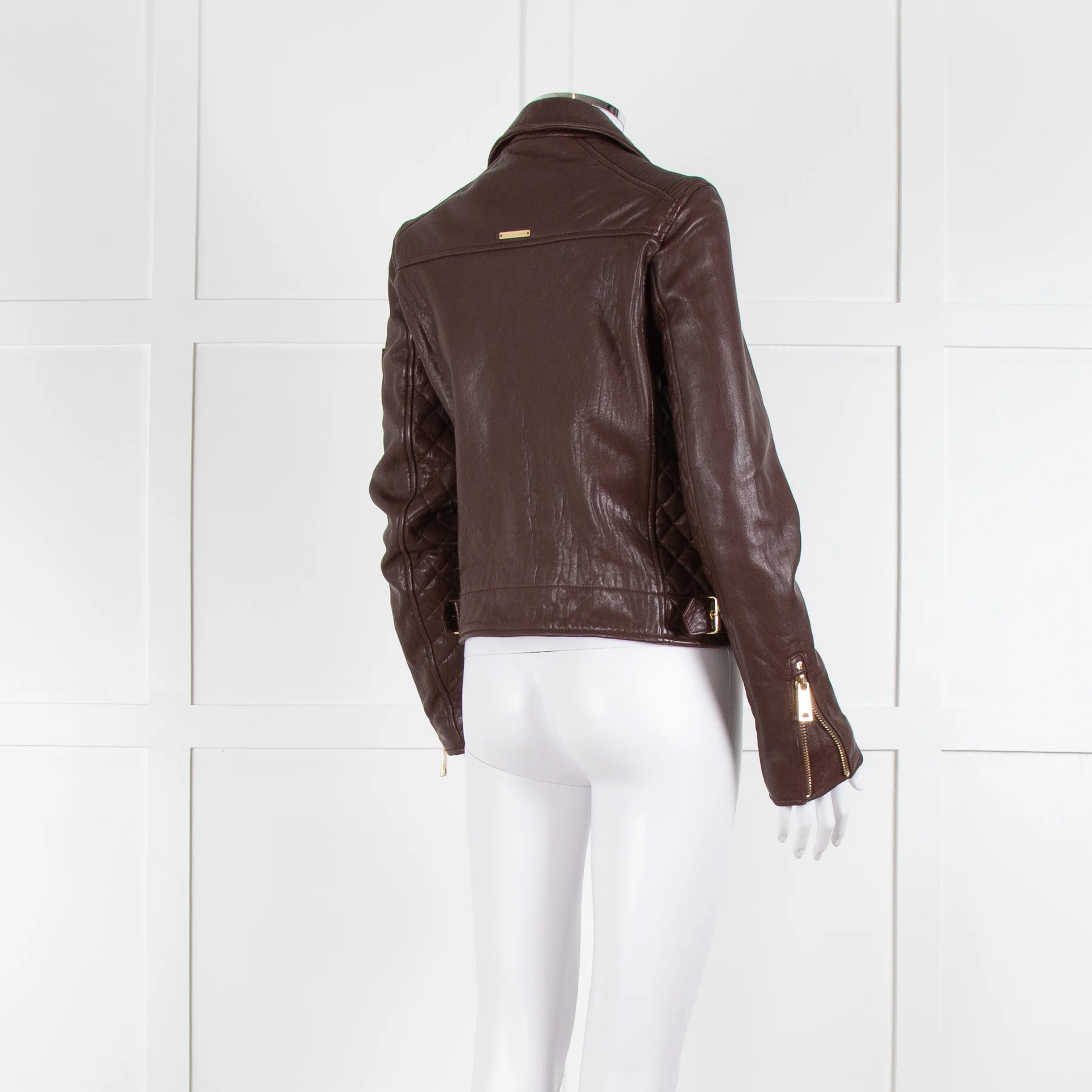 Holland & Cooper Burgundy Leather Biker Jacket - Image 4