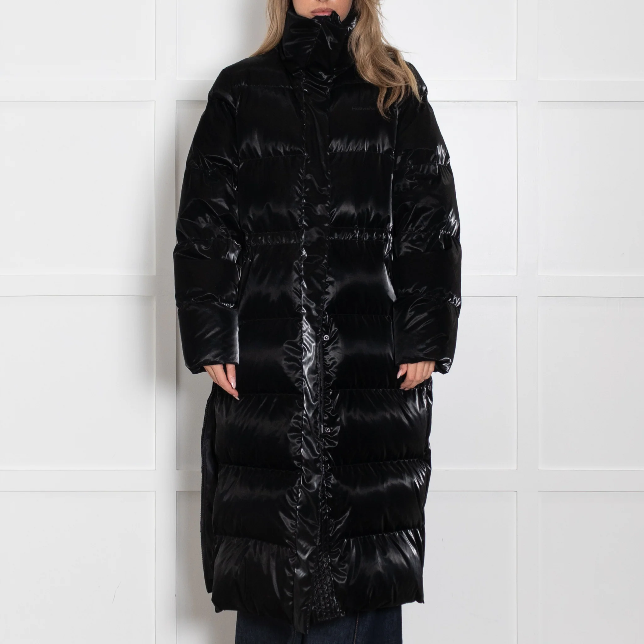 Holzweiller Black Ramoen Shiny Down Long Line Puffer Coat - Image 2