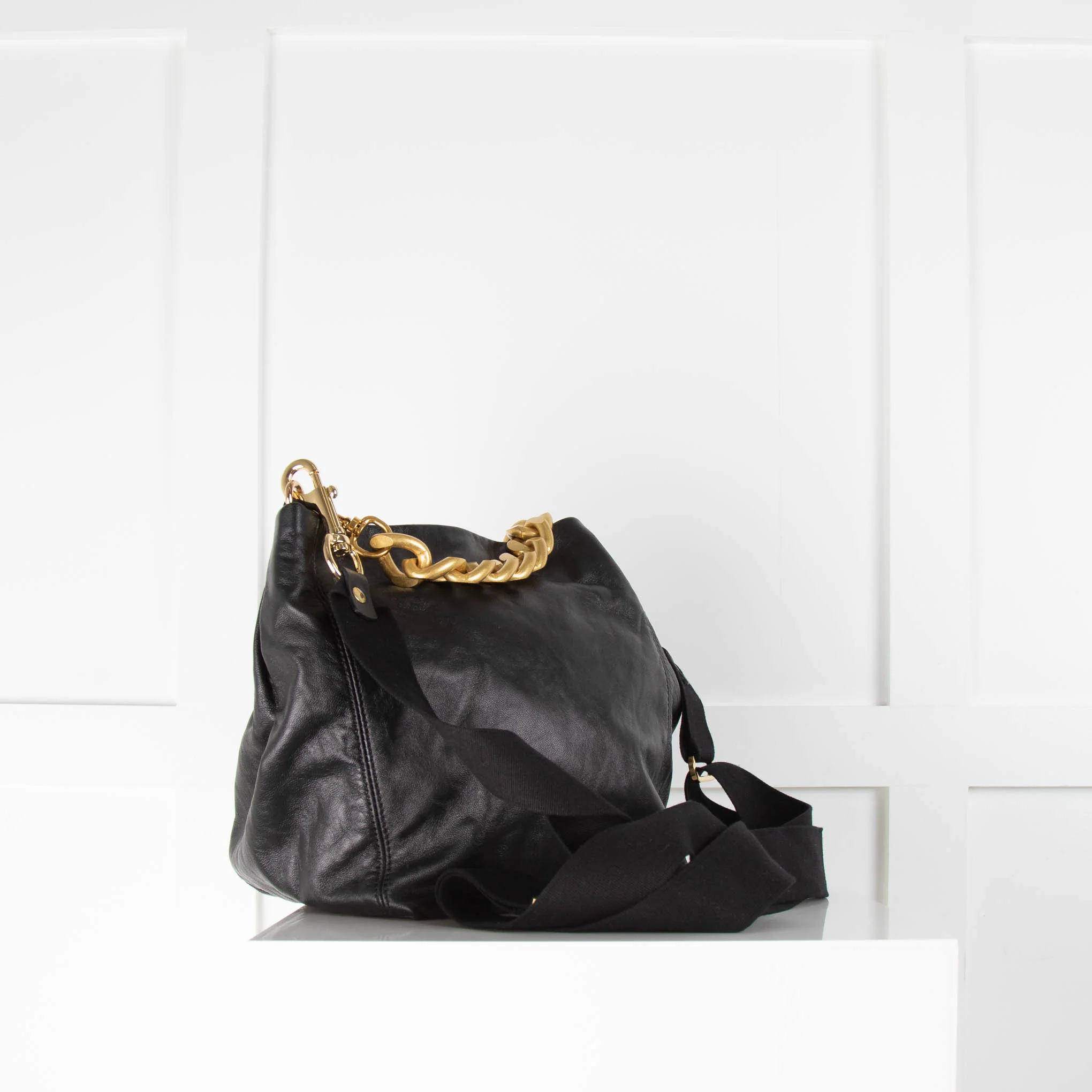 Hopeful London Black Crossbody Bag with Gold Chain - Image 2