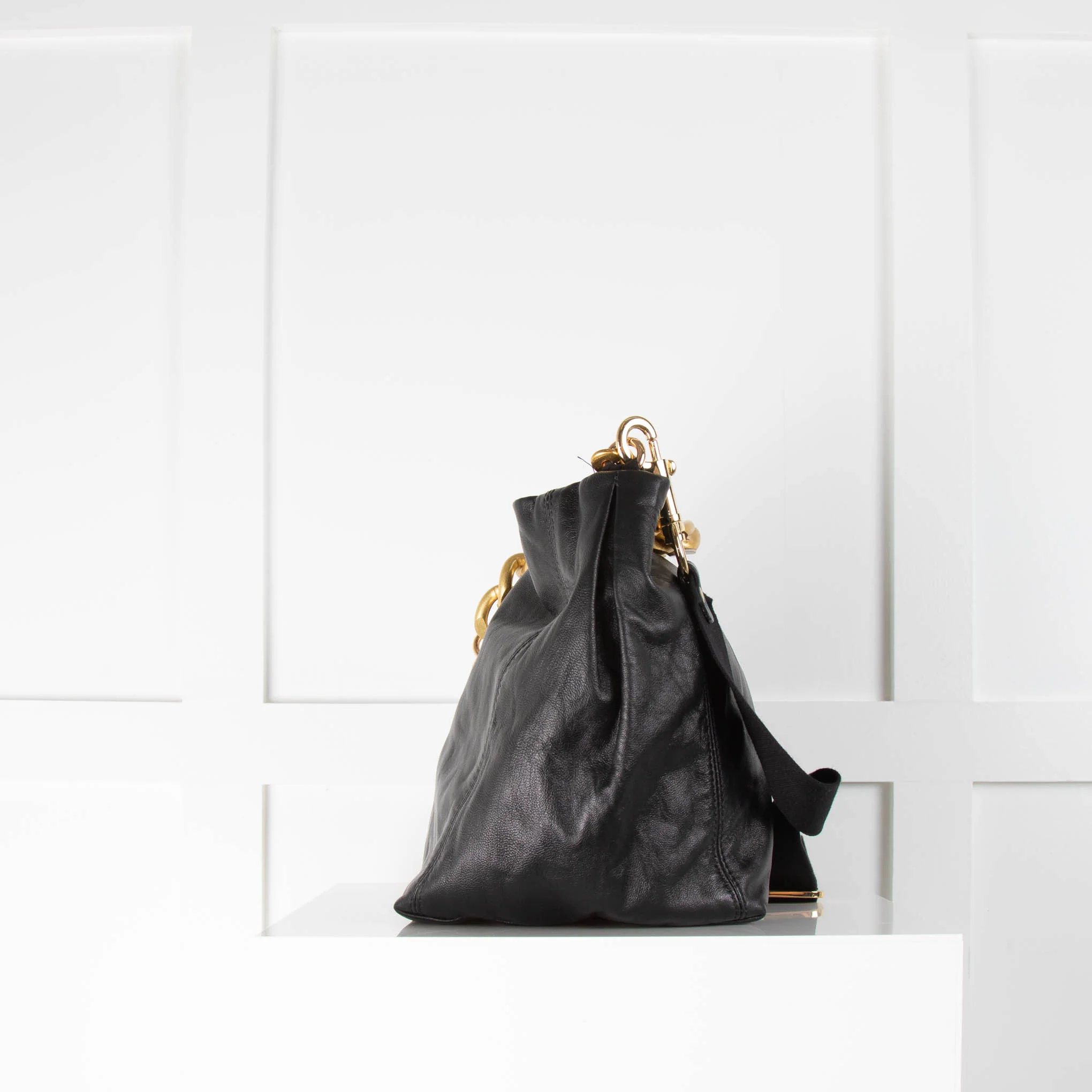 Hopeful London Black Crossbody Bag with Gold Chain - Image 3