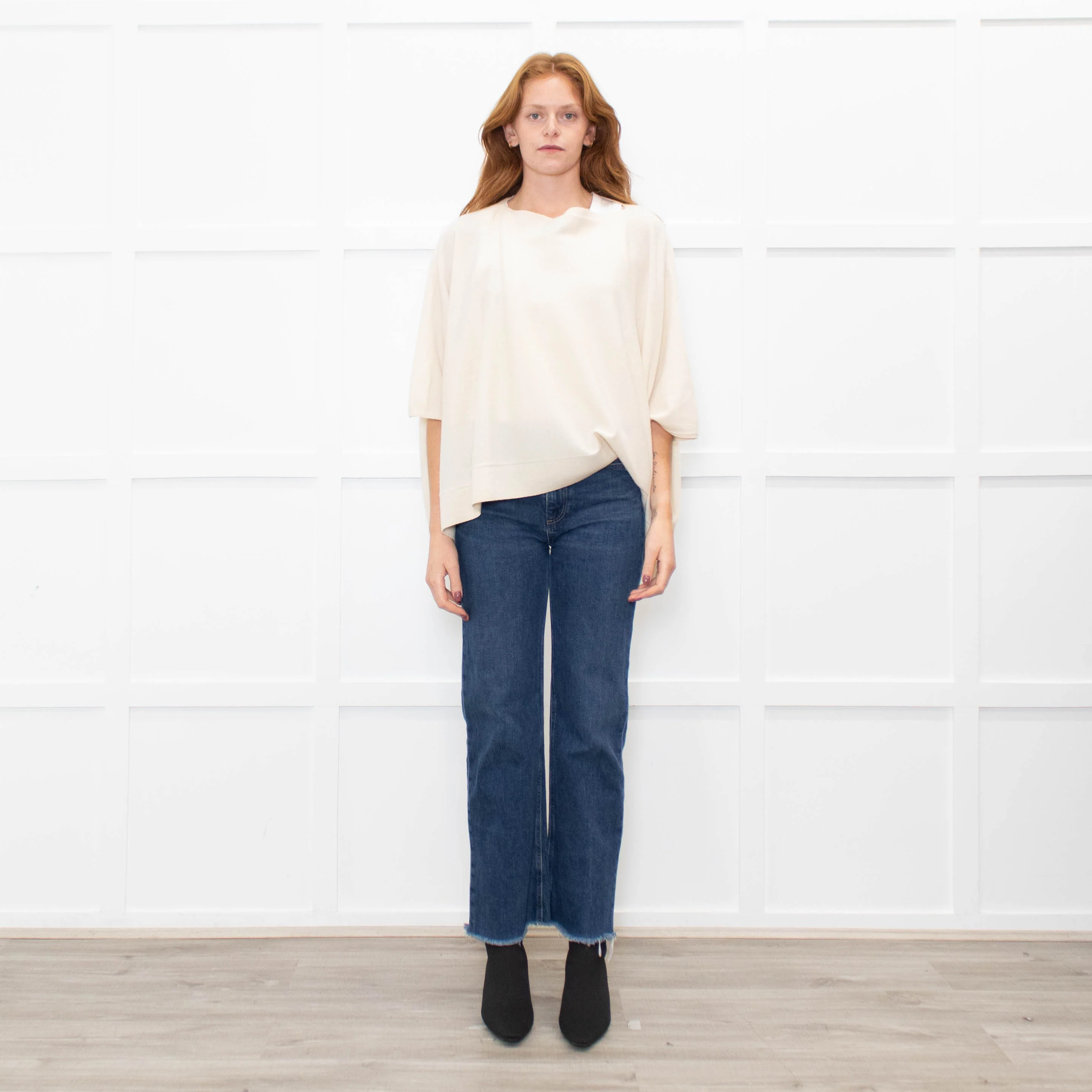 Hotel Particulier Cream Cashmere Poncho Style Jumper