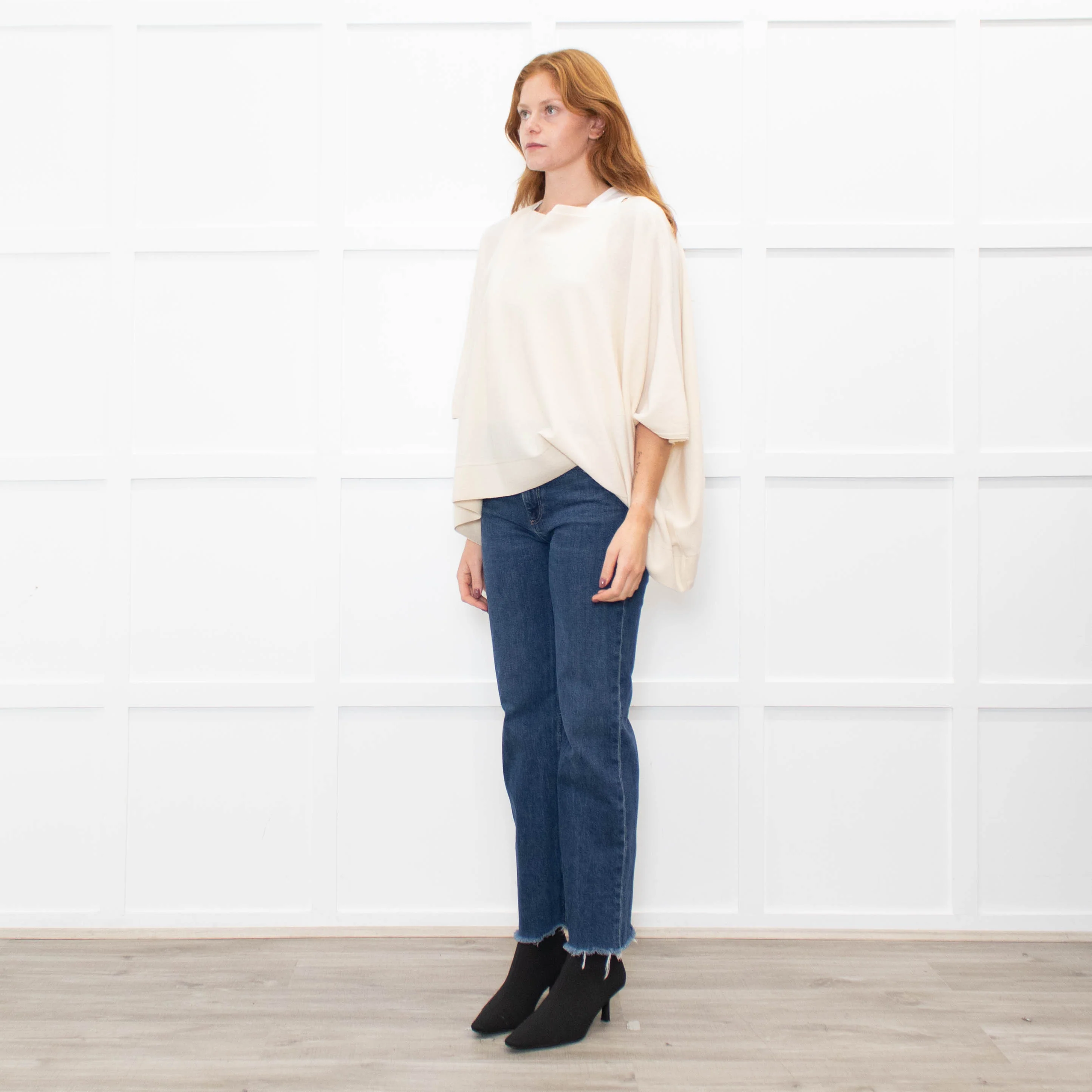 Hotel Particulier Cream Cashmere Poncho Style Jumper - Image 3