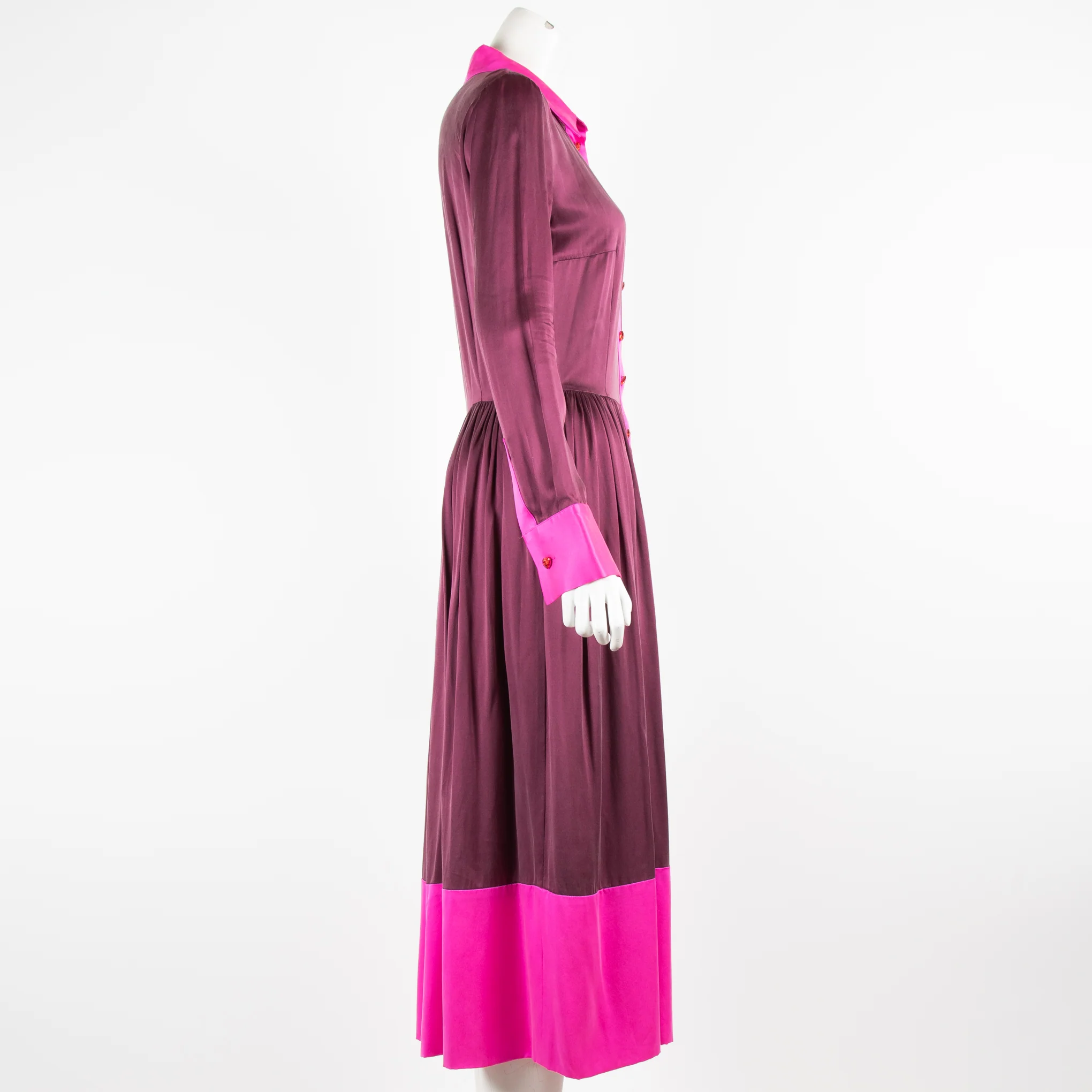 House of Holland Burgundy and Pink Silk Dress - Image 2