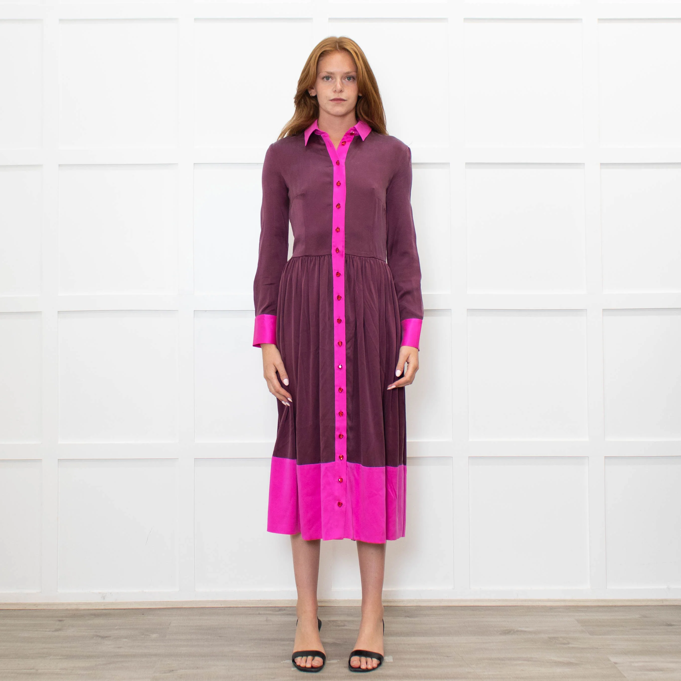 House of Holland Pink And Burgandy Silk Dress