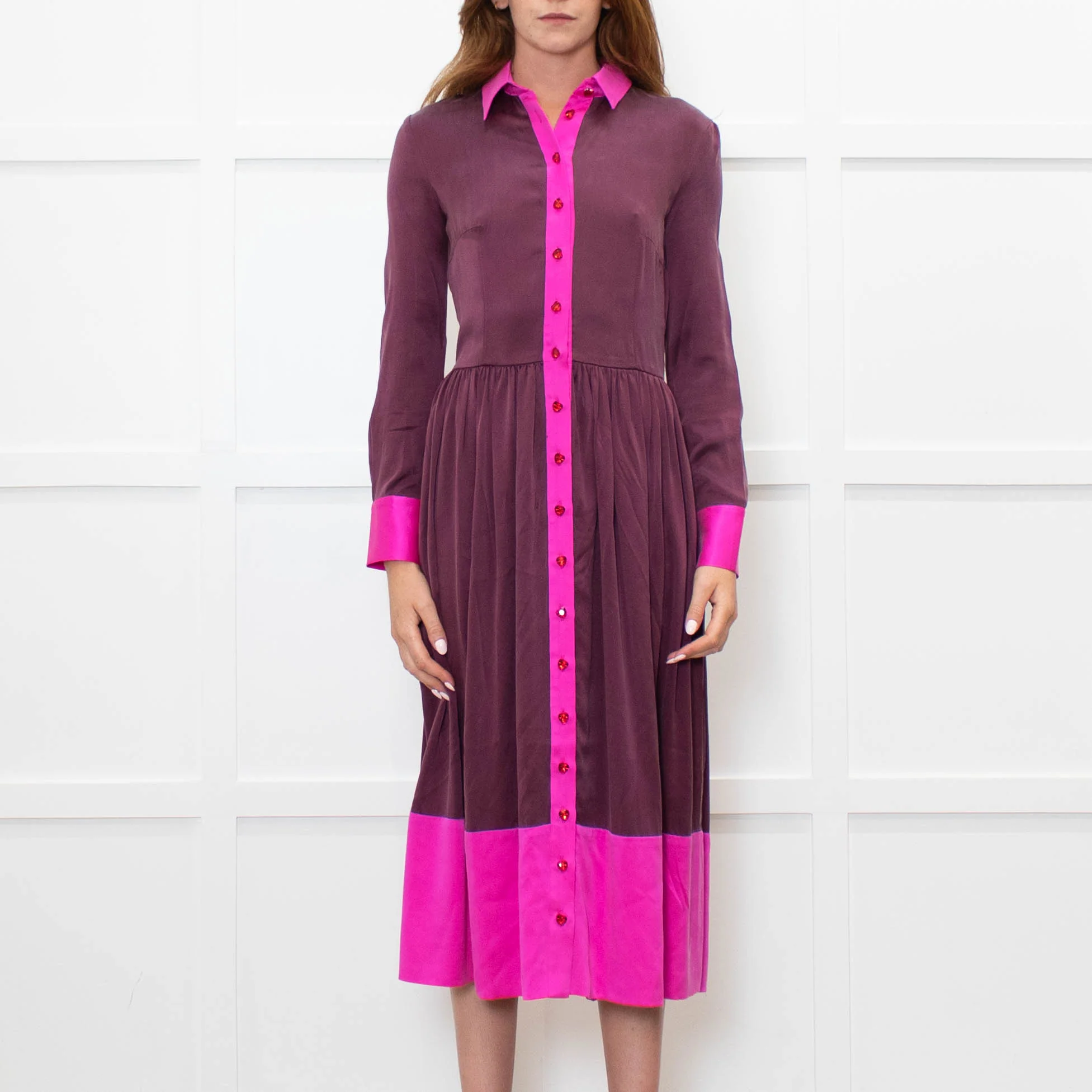 House of Holland Pink And Burgandy Silk Dress - Image 2