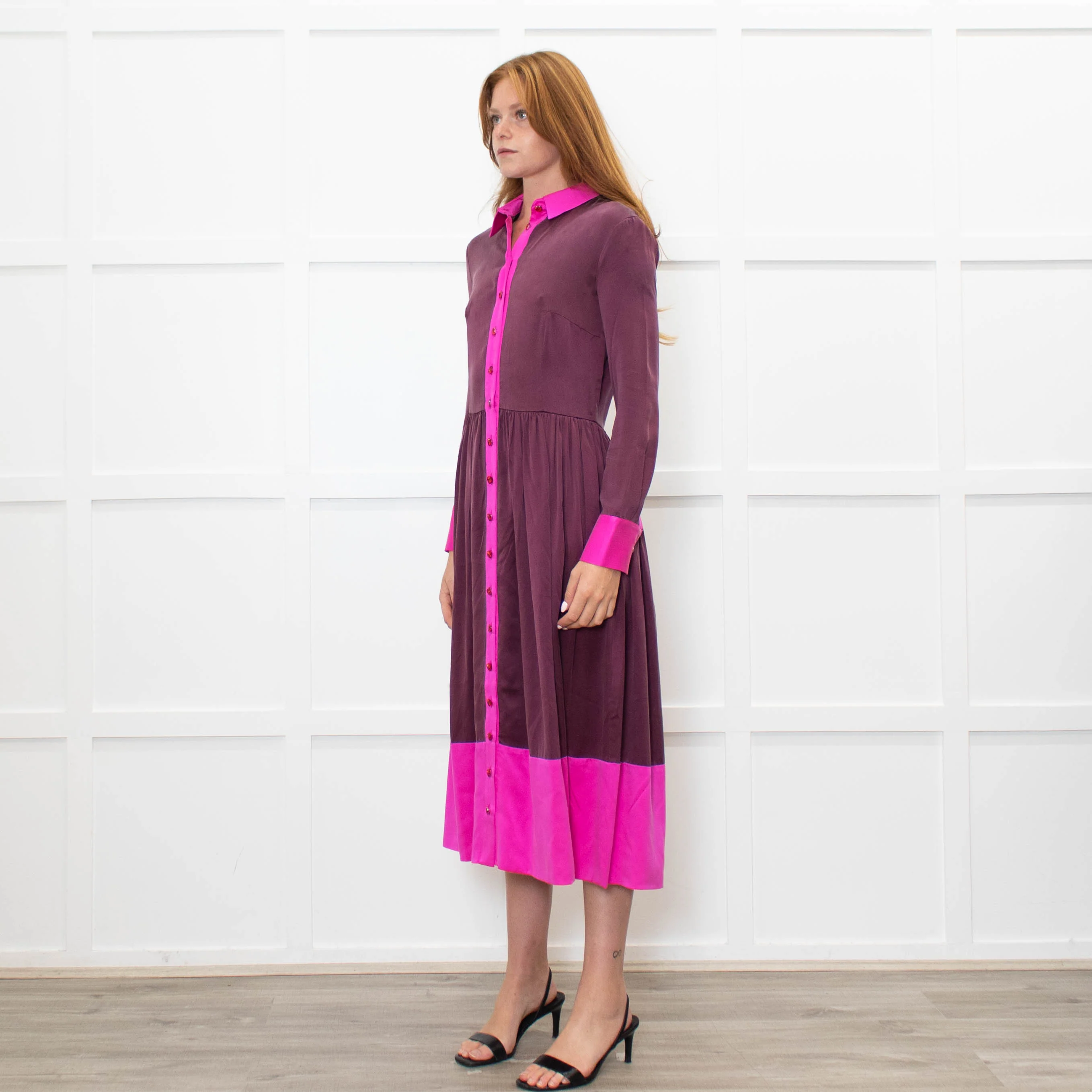 House of Holland Pink And Burgandy Silk Dress - Image 3